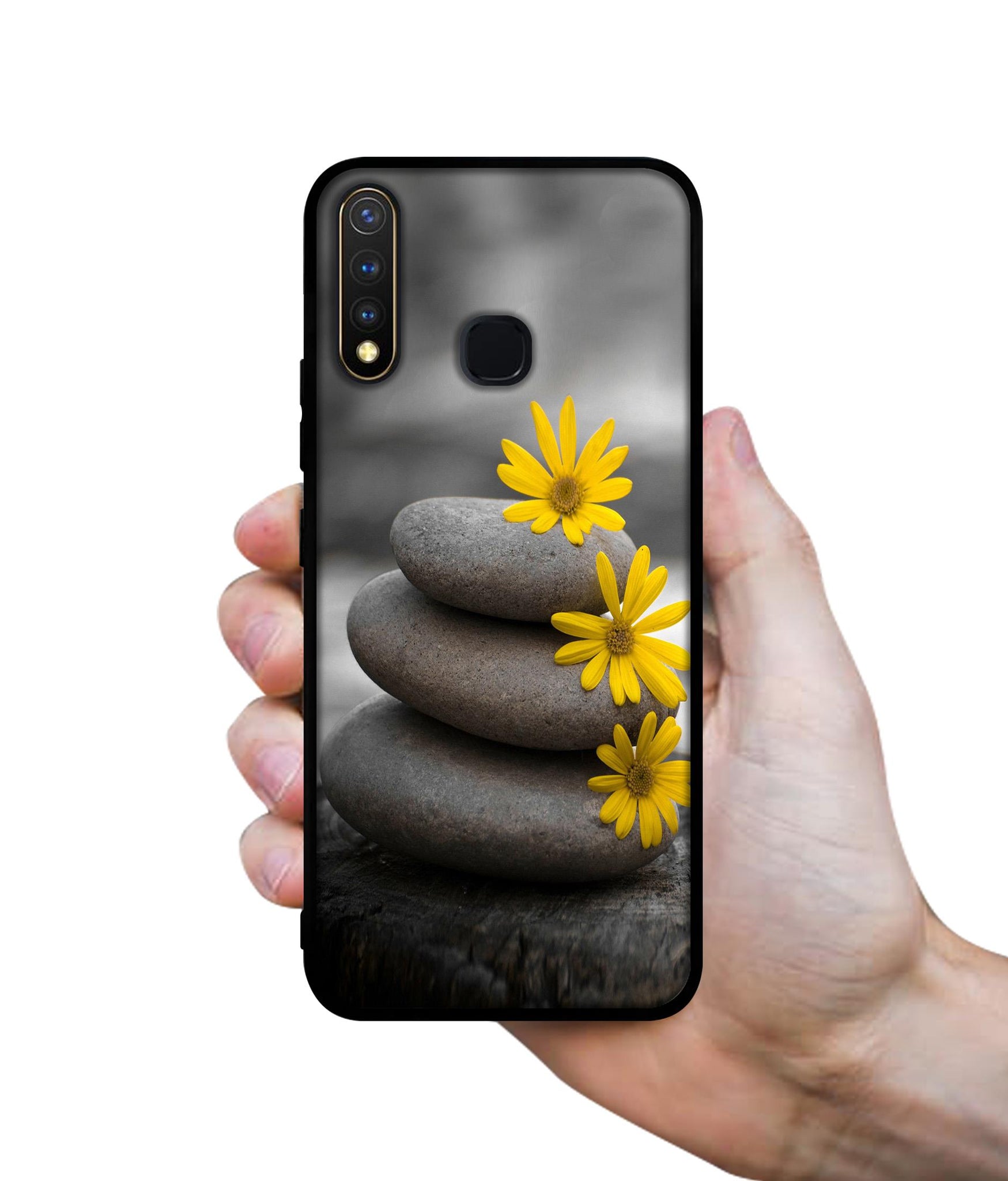 Stones And Flower Design Designer 2D Printed Back Case Cover for Vivo Y19 4G / U3 4G / U20 4G
