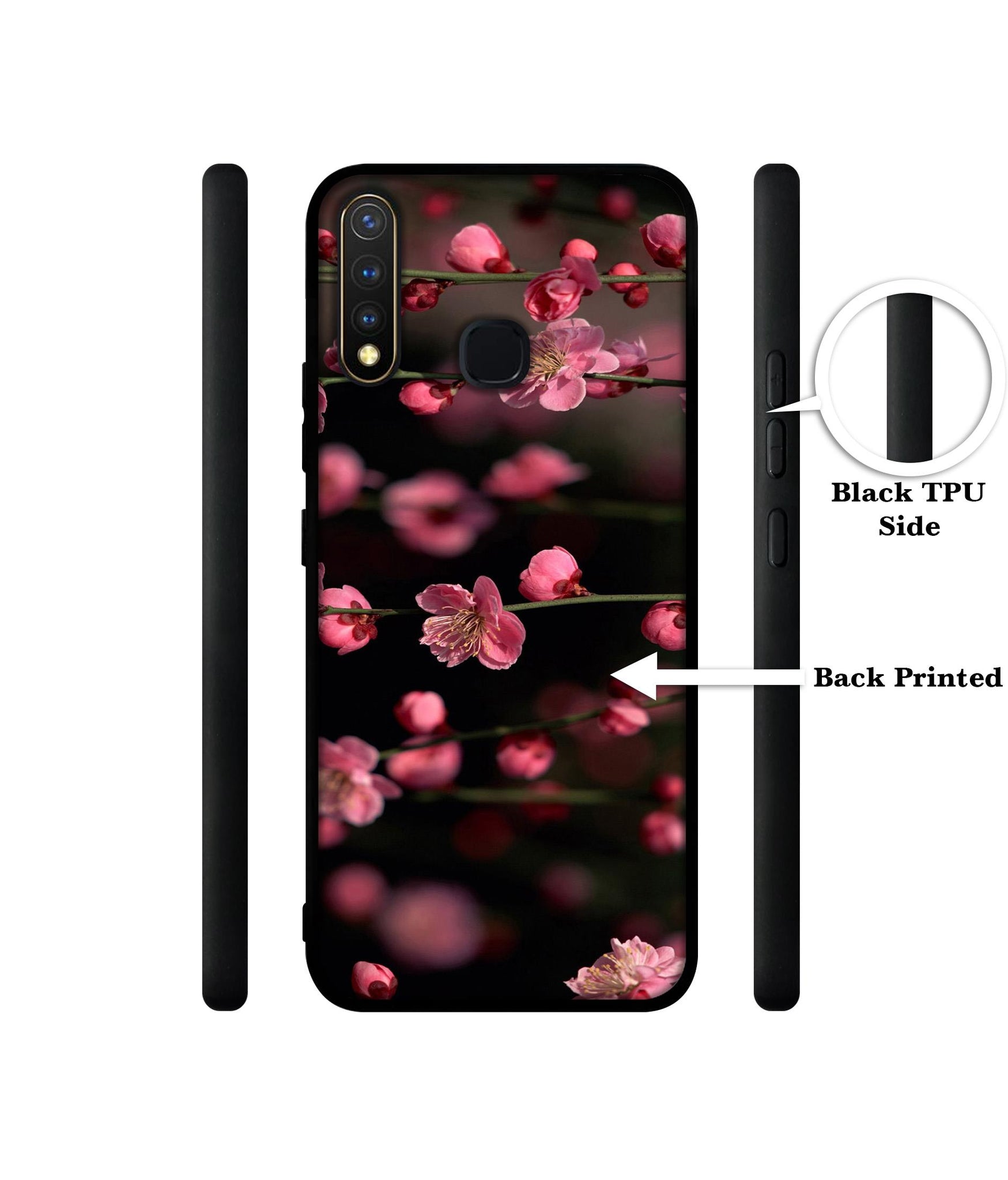 Pink Flowers Design Designer 2D Printed Back Case Cover for Vivo Y19 4G / U3 4G / U20 4G