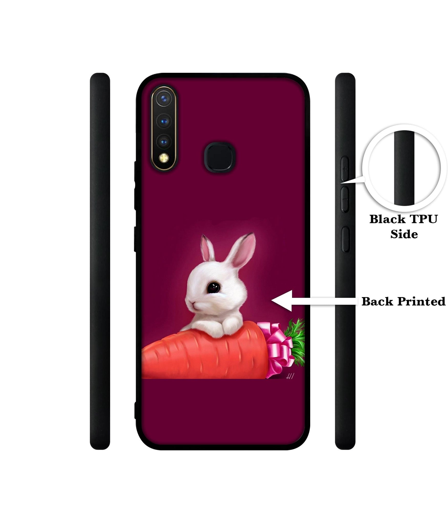 Bunny With Carrot Design Designer 2D Printed Back Case Cover for Vivo Y19 4G / U3 4G / U20 4G