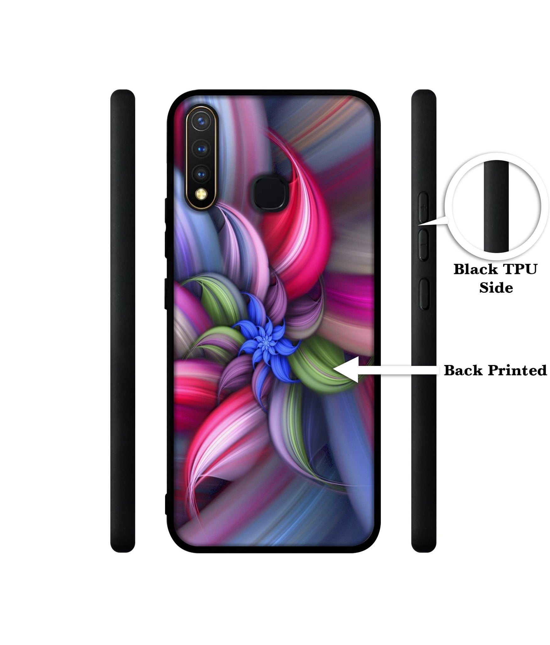 Colorful Flower Design Designer 2D Printed Back Case Cover for Vivo Y19 4G / U3 4G / U20 4G