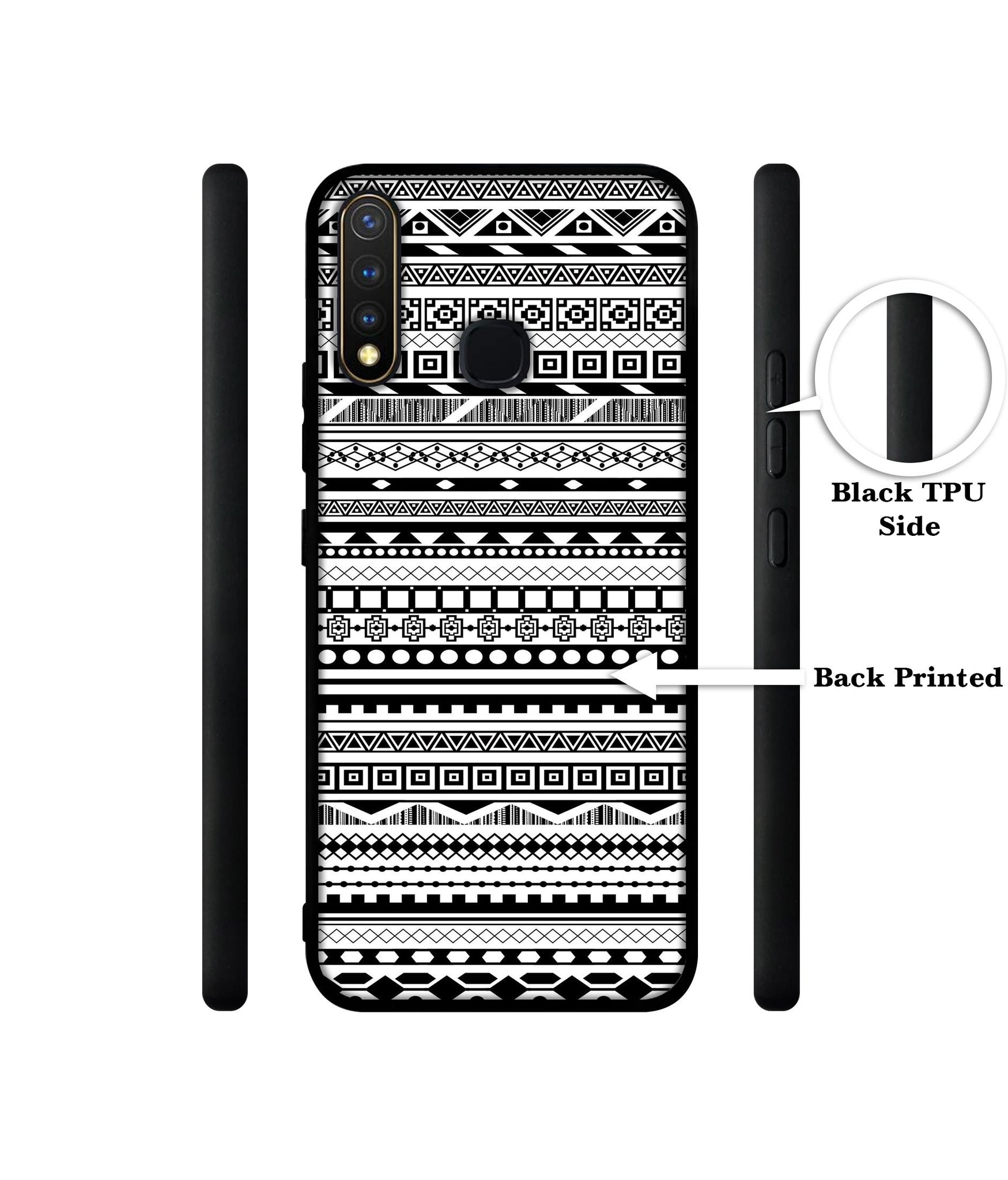 Black & White Patterns Design Designer 2D Printed Back Case Cover for Vivo Y19 4G / U3 4G / U20 4G