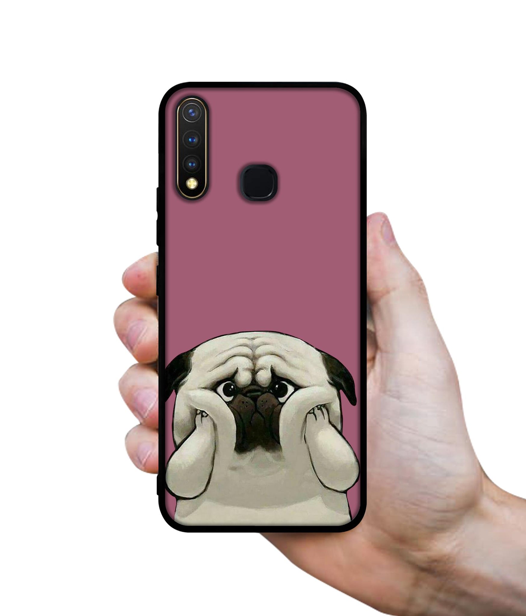 Cute Pug Holding Big Cheeks Design Designer 2D Printed Back Case Cover for Vivo Y19 4G / U3 4G / U20 4G