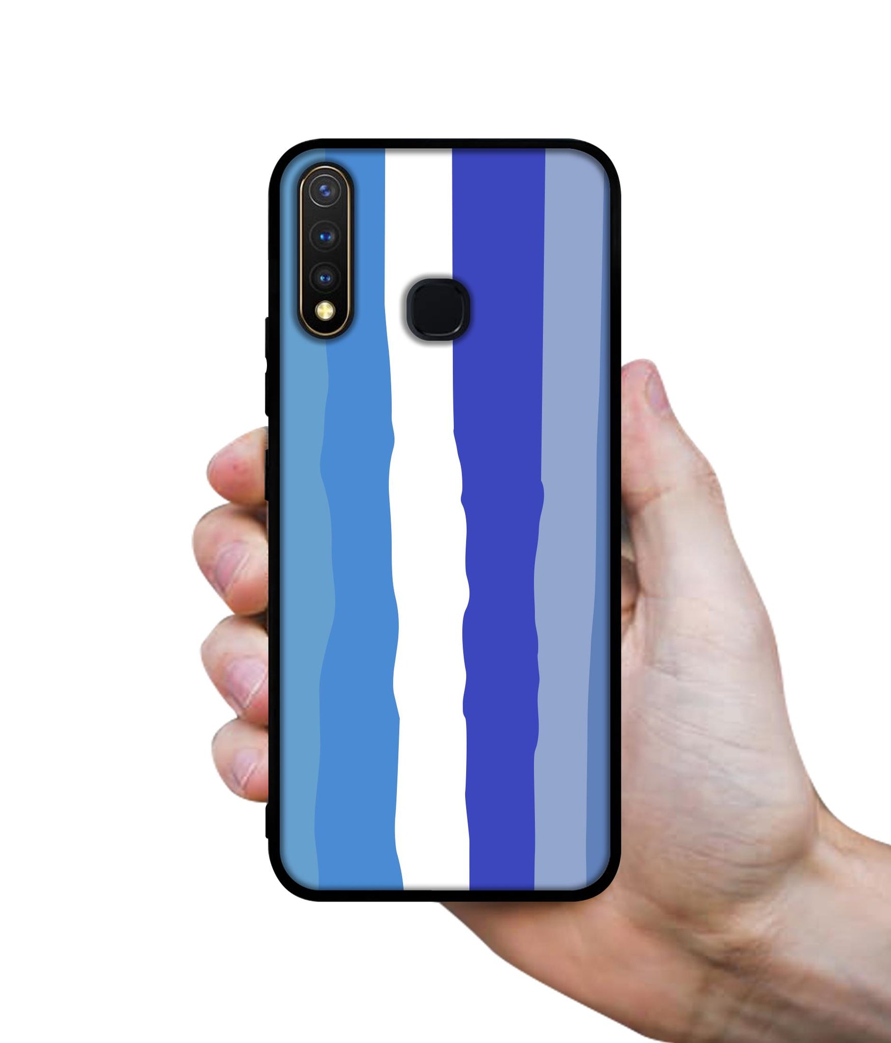 Blue Stripes Rainbow Design Designer 2D Printed Back Case Cover for Vivo Y19 4G / U3 4G / U20 4G