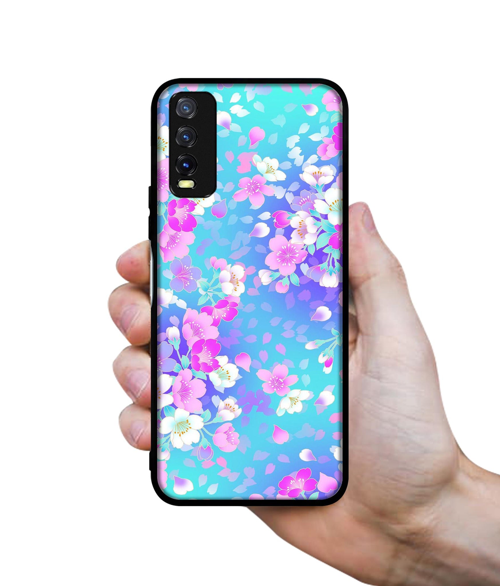 Floral Blue Pattern Design Designer 2D Printed Back Case Cover for Vivo Y20 4G / Y20A / Y20S / Y20G / Y20i / Y20T
