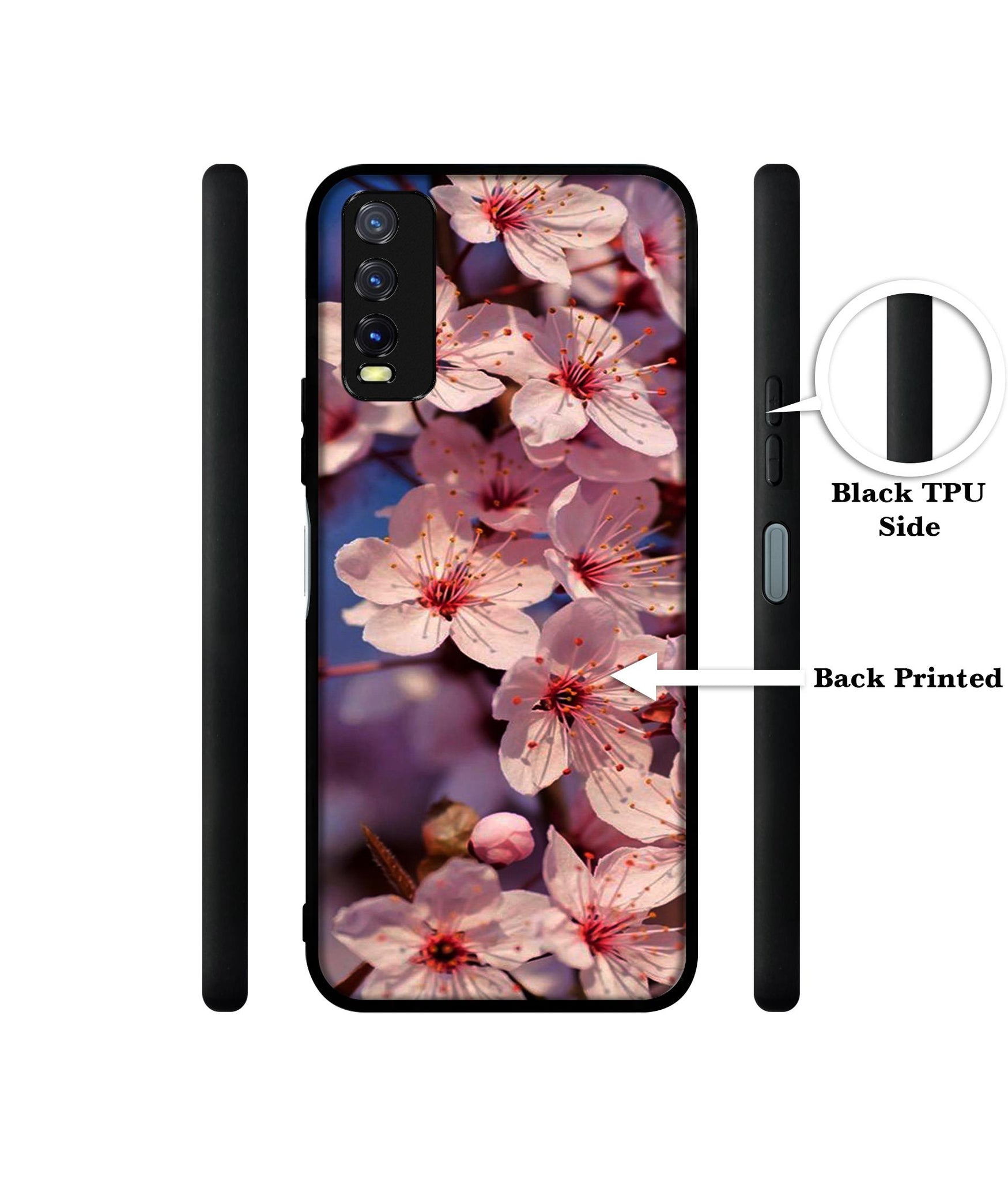 Pink Flowers Pattern Design Designer 2D Printed Back Case Cover for Vivo Y20 4G / Y20A / Y20S / Y20G / Y20i / Y20T