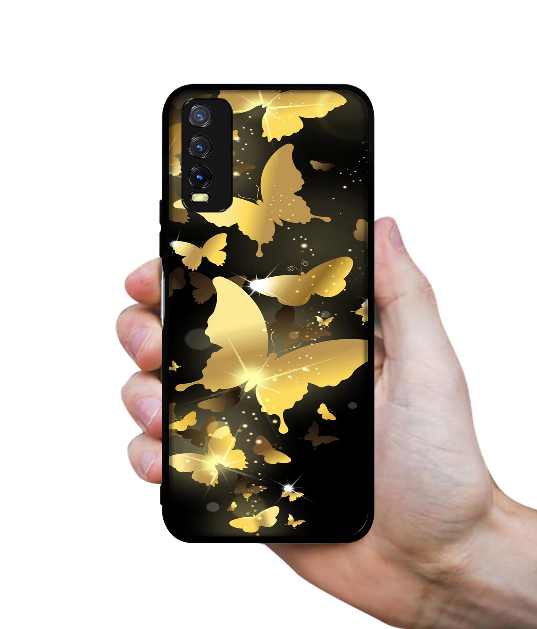 Golden Butterfly Pattern Design Designer 2D Printed Back Case Cover for Vivo Y20 4G / Y20A / Y20S / Y20G / Y20i / Y20T