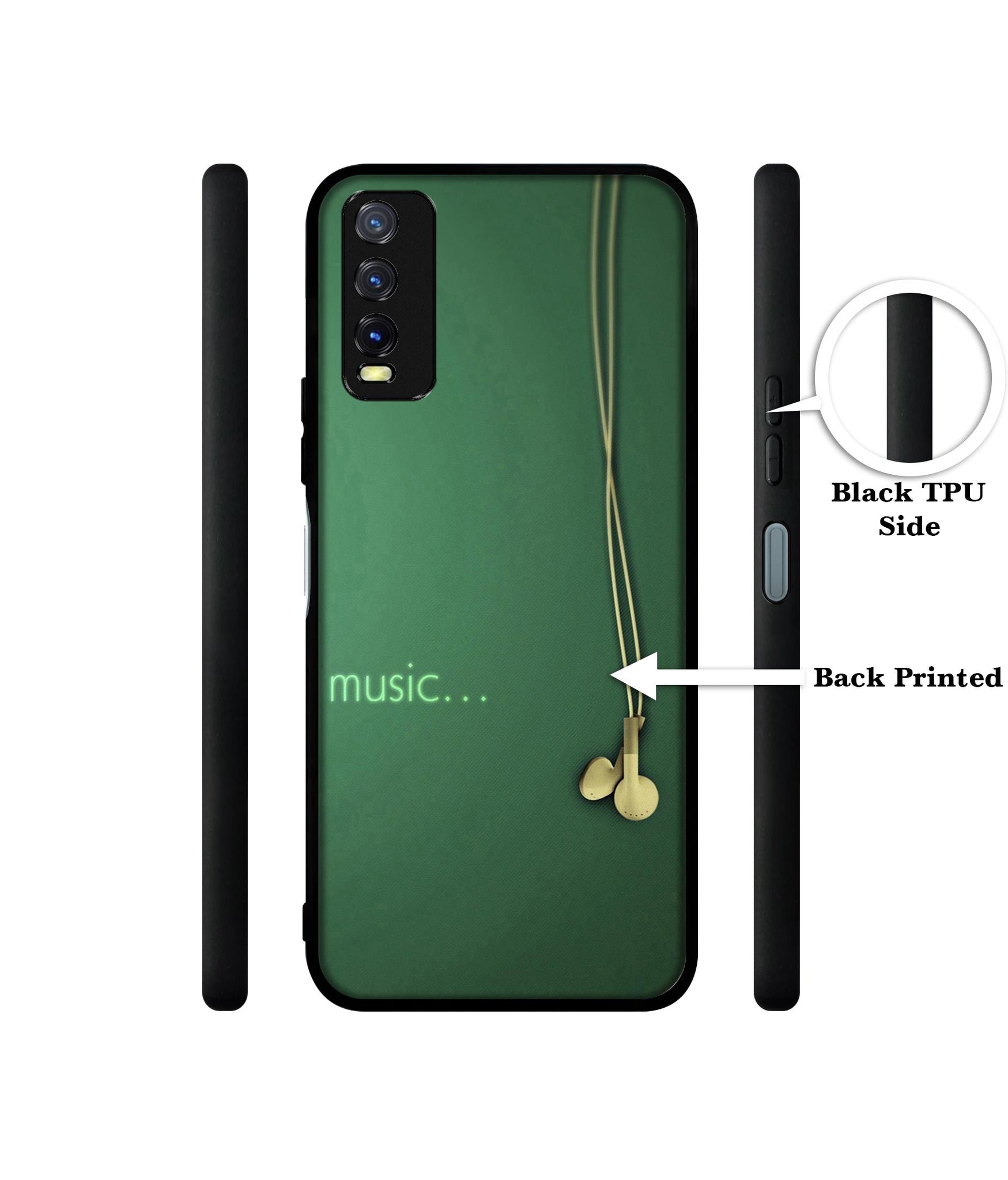 Headphone Music Design Designer 2D Printed Back Case Cover for Vivo Y20 4G / Y20A / Y20S / Y20G / Y20i / Y20T