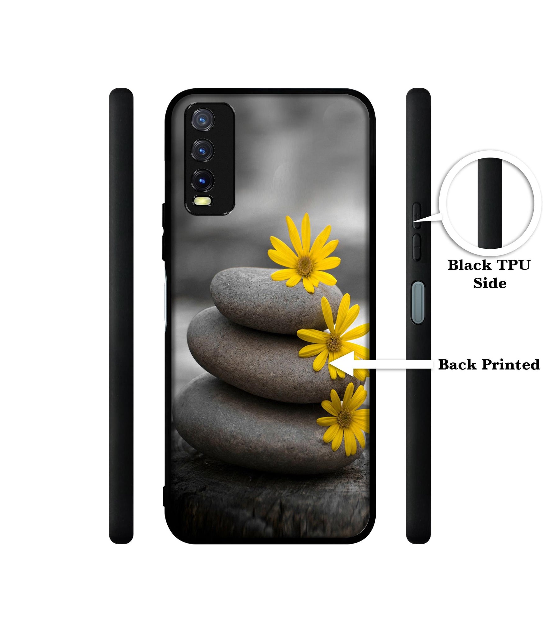 Stones And Flower Design Designer 2D Printed Back Case Cover for Vivo Y20 4G / Y20A / Y20S / Y20G / Y20i / Y20T