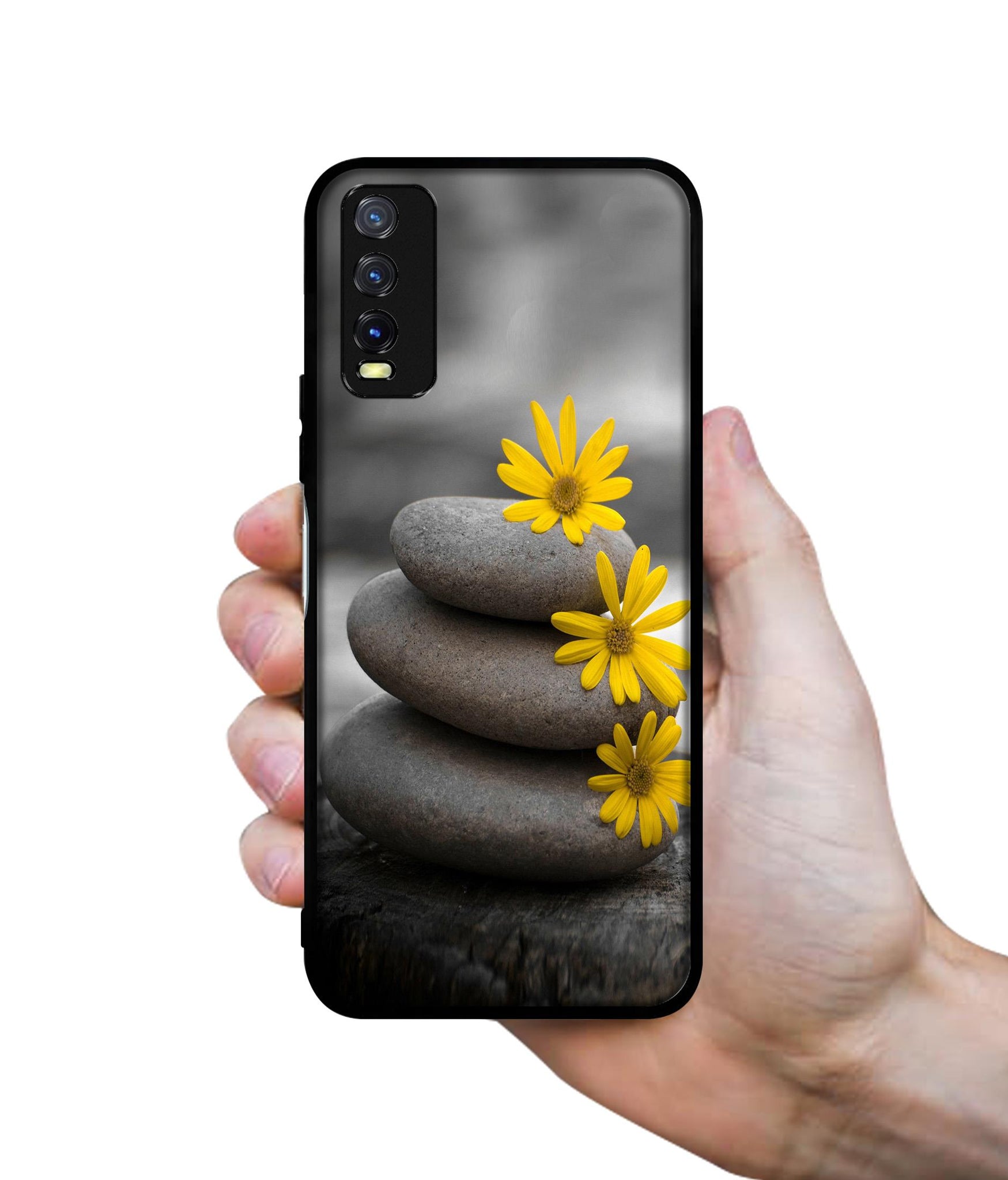 Stones And Flower Design Designer 2D Printed Back Case Cover for Vivo Y20 4G / Y20A / Y20S / Y20G / Y20i / Y20T