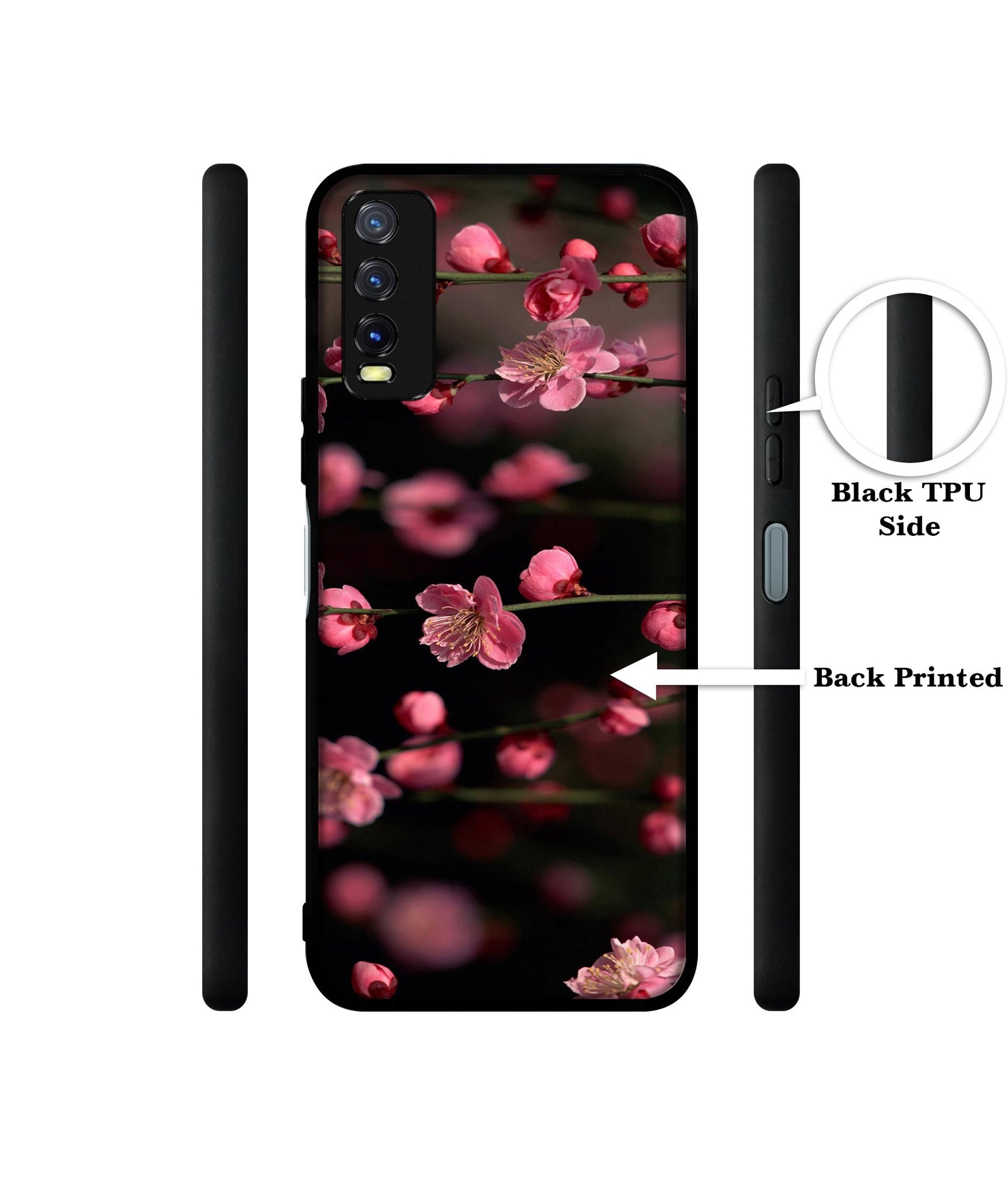 Pink Flowers Design Designer 2D Printed Back Case Cover for Vivo Y20 4G / Y20A / Y20S / Y20G / Y20i / Y20T