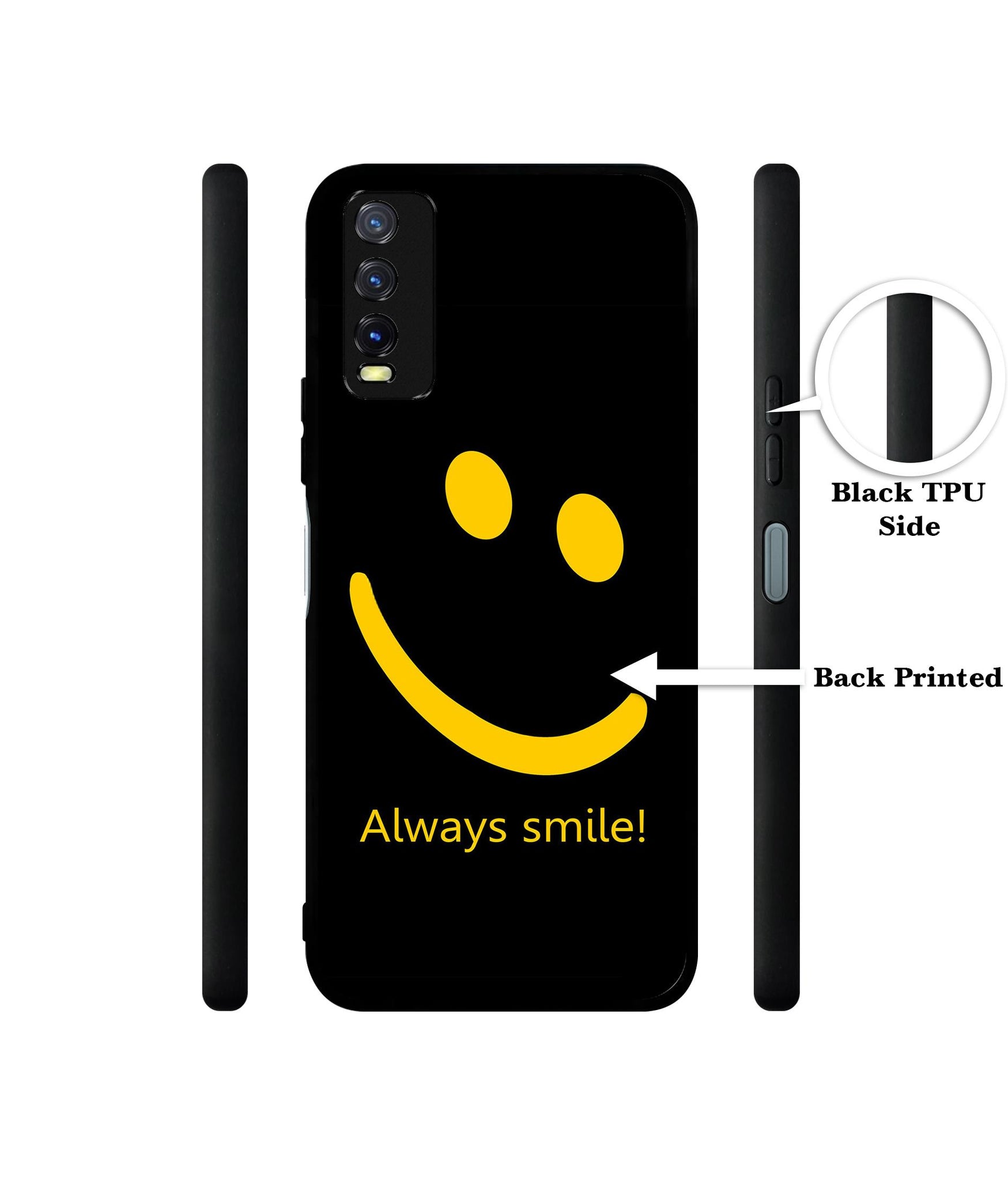 Always Smile Quote Design Designer 2D Printed Back Case Cover for Vivo Y20 4G / Y20A / Y20S / Y20G / Y20i / Y20T