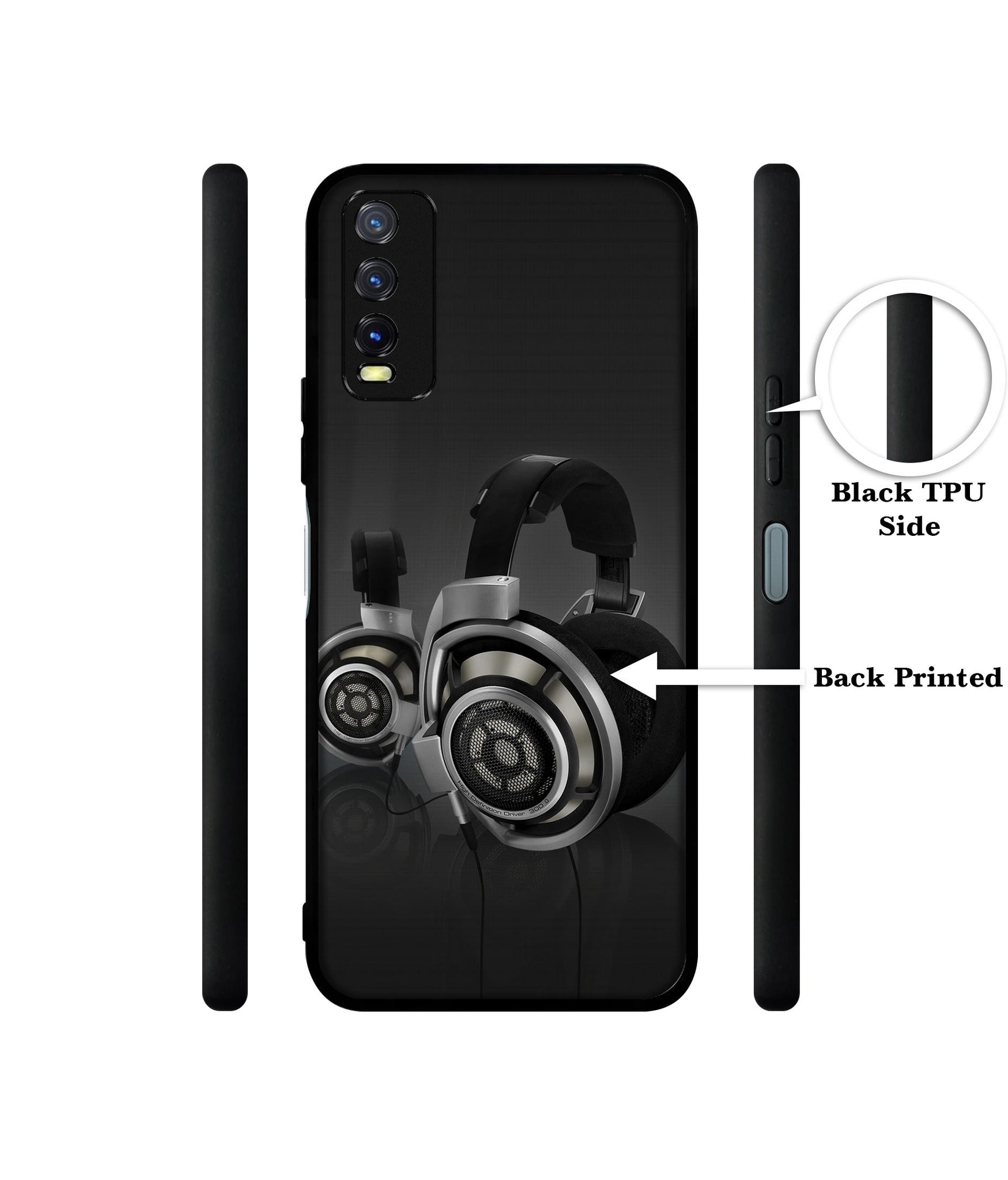 Head Phone Design Designer 2D Printed Back Case Cover for Vivo Y20 4G / Y20A / Y20S / Y20G / Y20i / Y20T