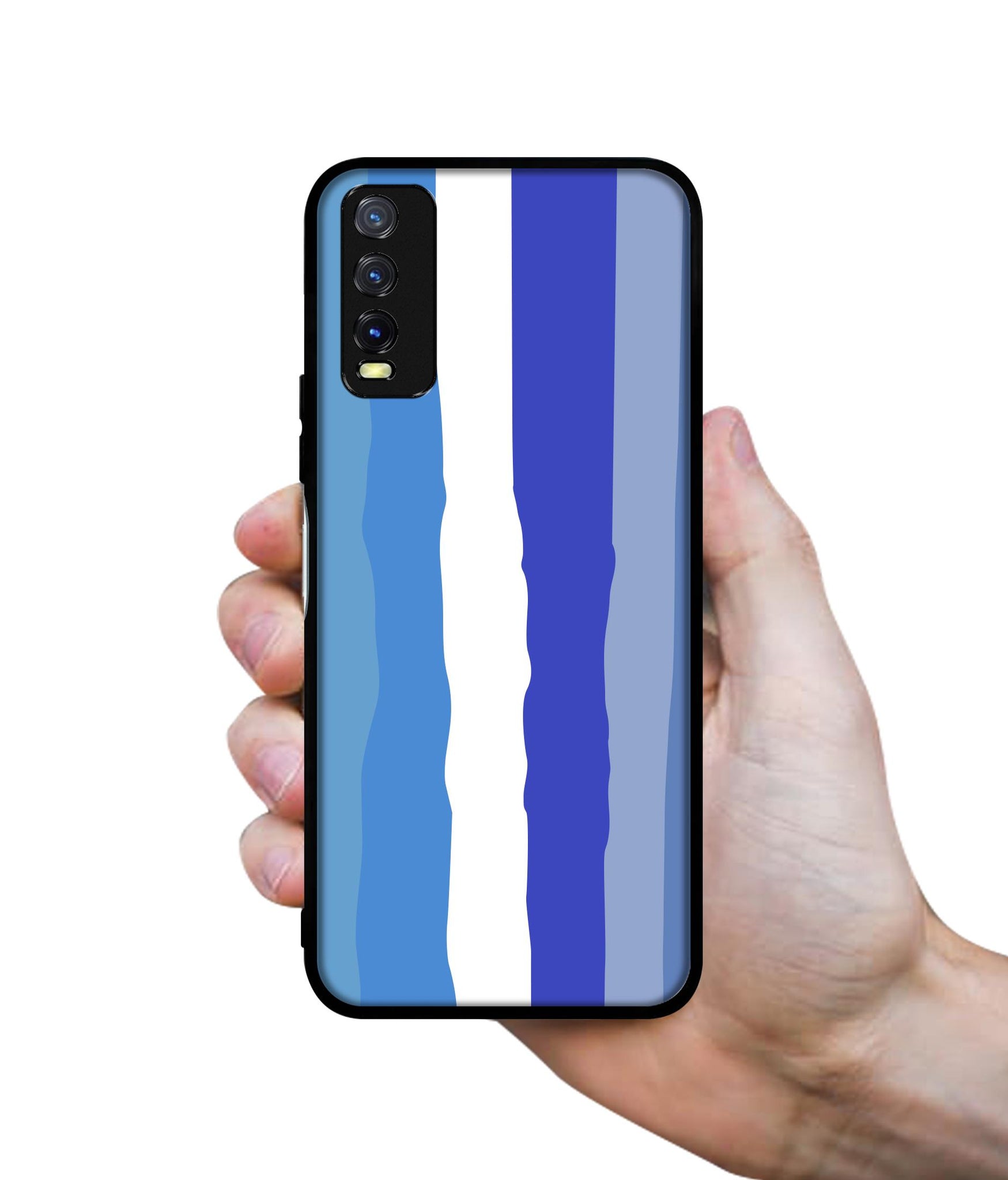 Blue Stripes Rainbow Design Designer 2D Printed Back Case Cover for Vivo Y20 4G / Y20A / Y20S / Y20G / Y20i / Y20T
