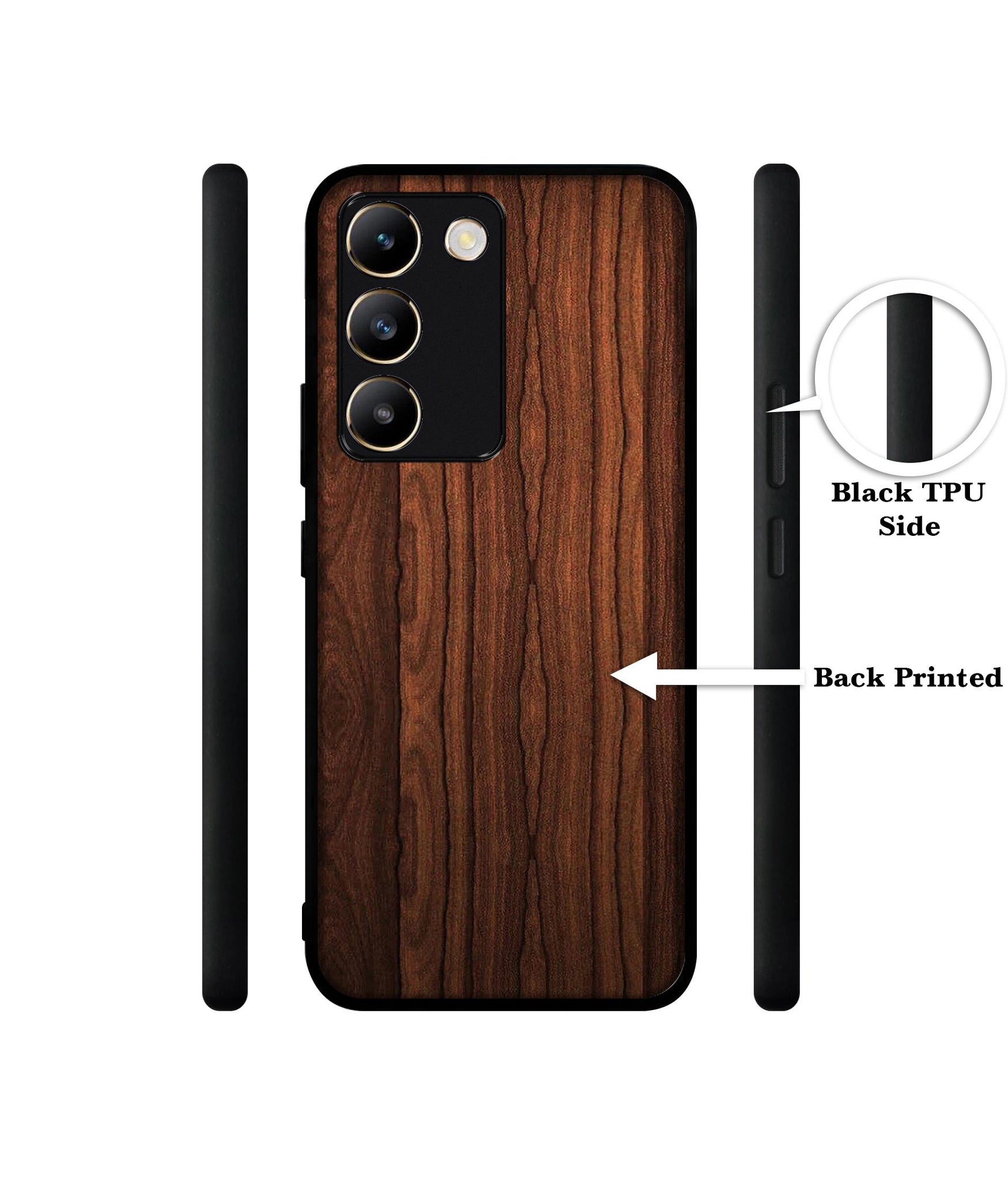 Brown Wooden Texture Design Designer 2D Printed Back Case Cover for Vivo Y200e 5G / T3 5G
