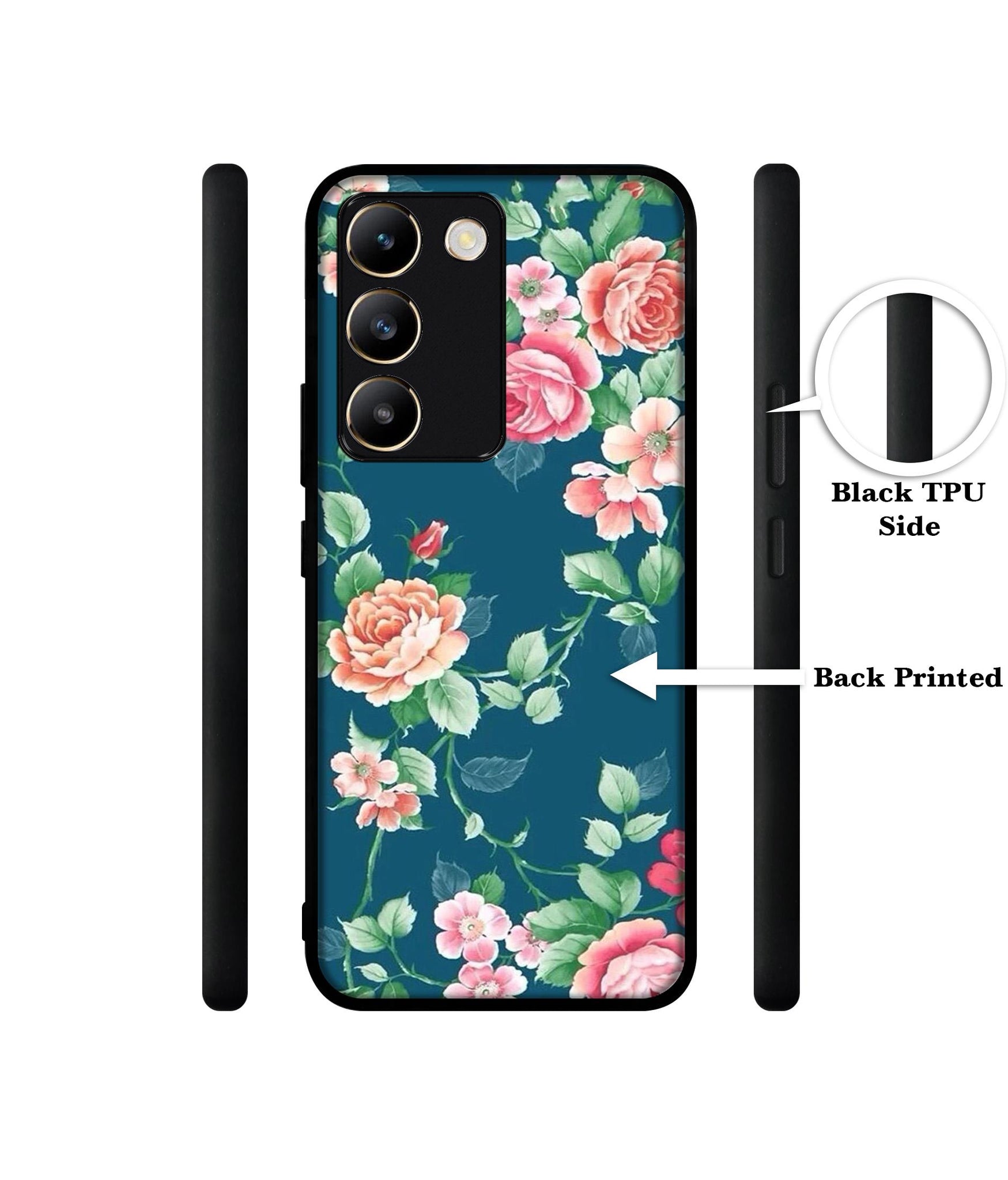 Vintage Floral Design Designer 2D Printed Back Case Cover for Vivo Y200e 5G / T3 5G