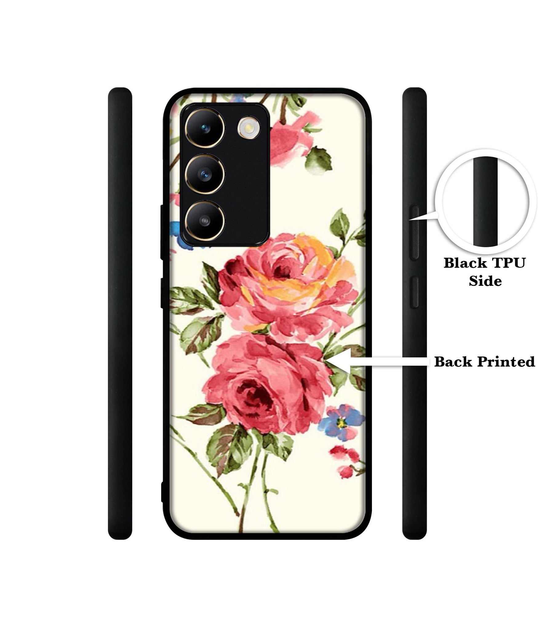 Vintage Painting Flower Design Designer 2D Printed Back Case Cover for Vivo Y200e 5G / T3 5G