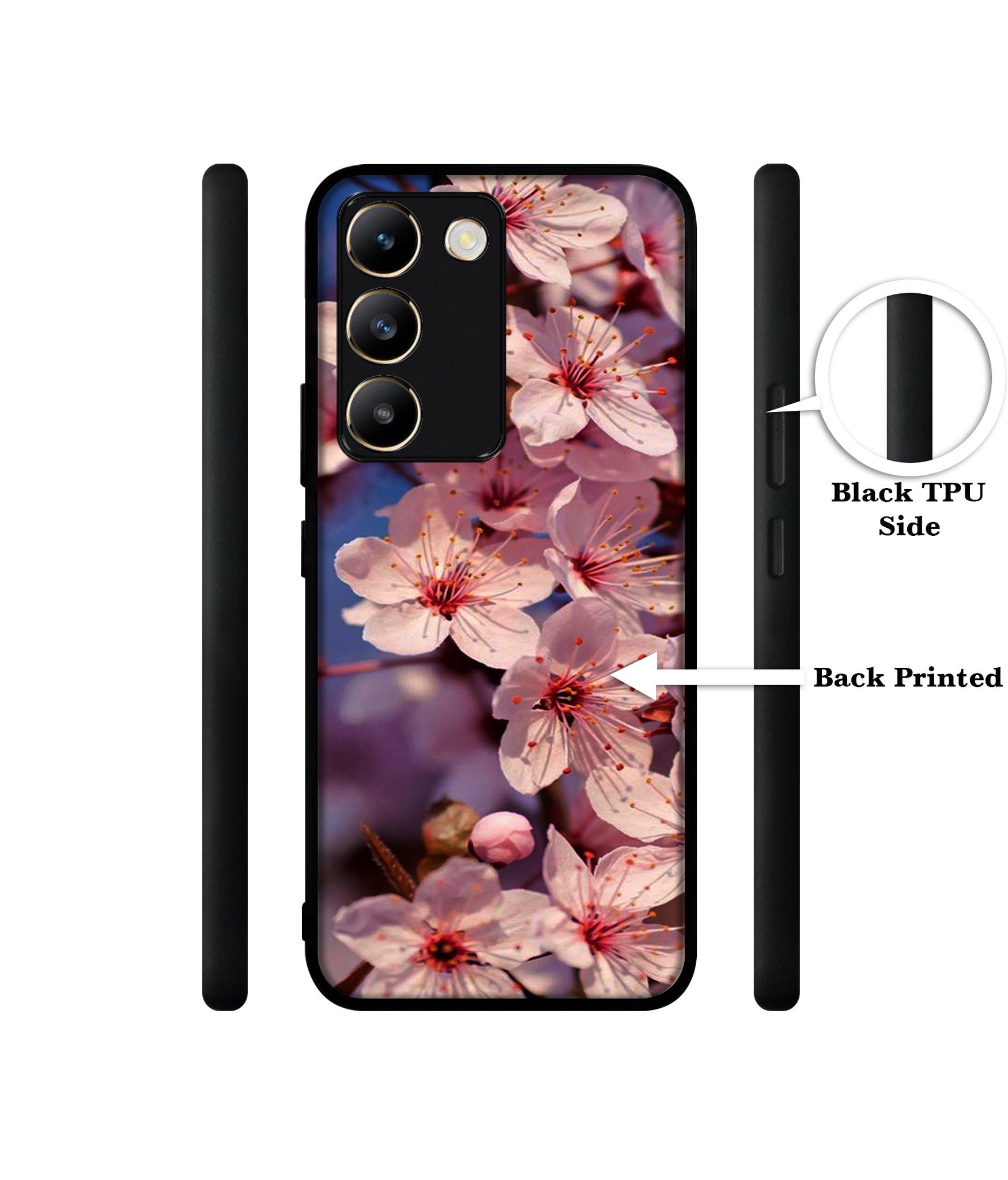 Pink Flowers Pattern Design Designer 2D Printed Back Case Cover for Vivo Y200e 5G / T3 5G
