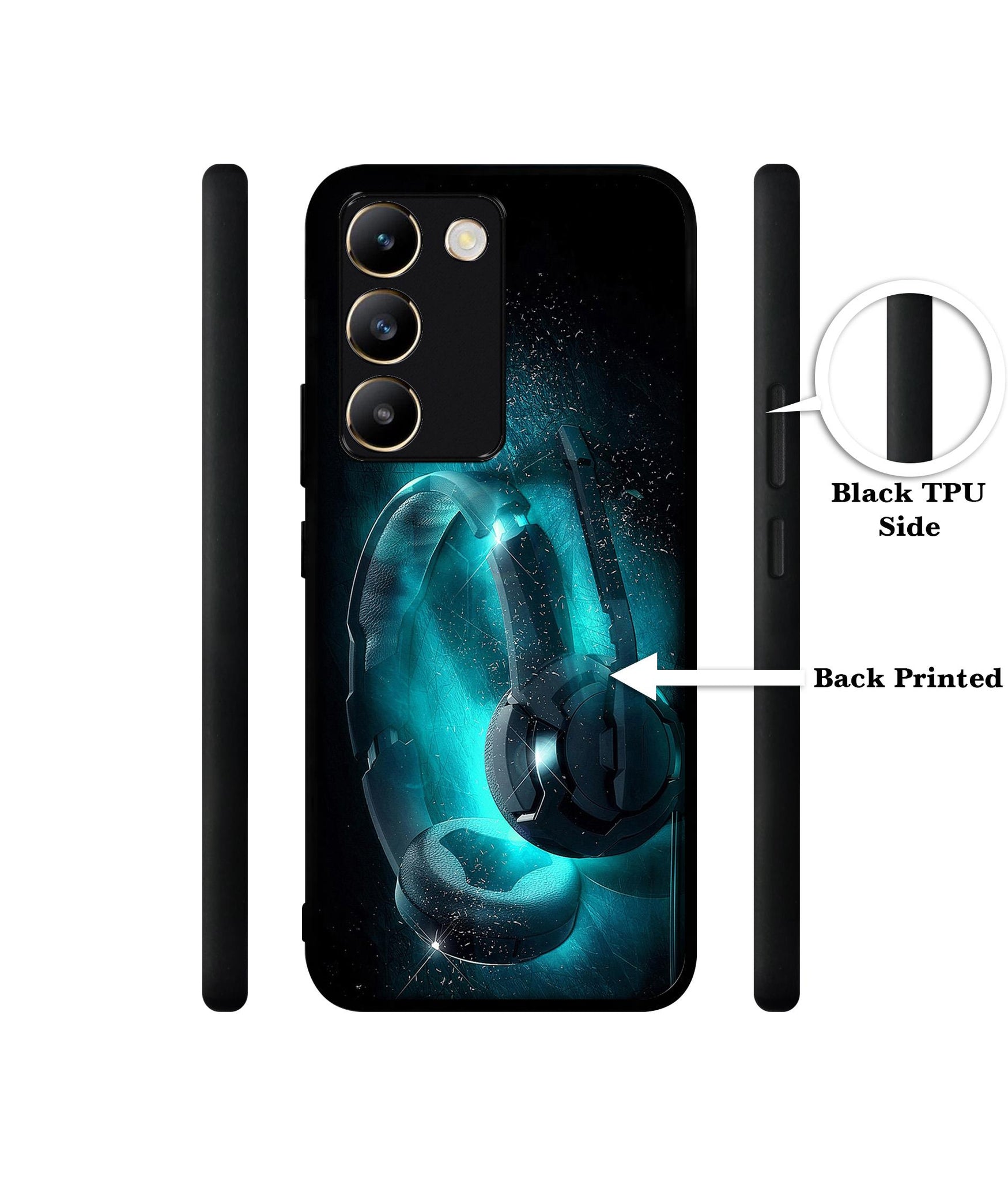 Cool Headphone Design Designer 2D Printed Back Case Cover for Vivo Y200e 5G / T3 5G