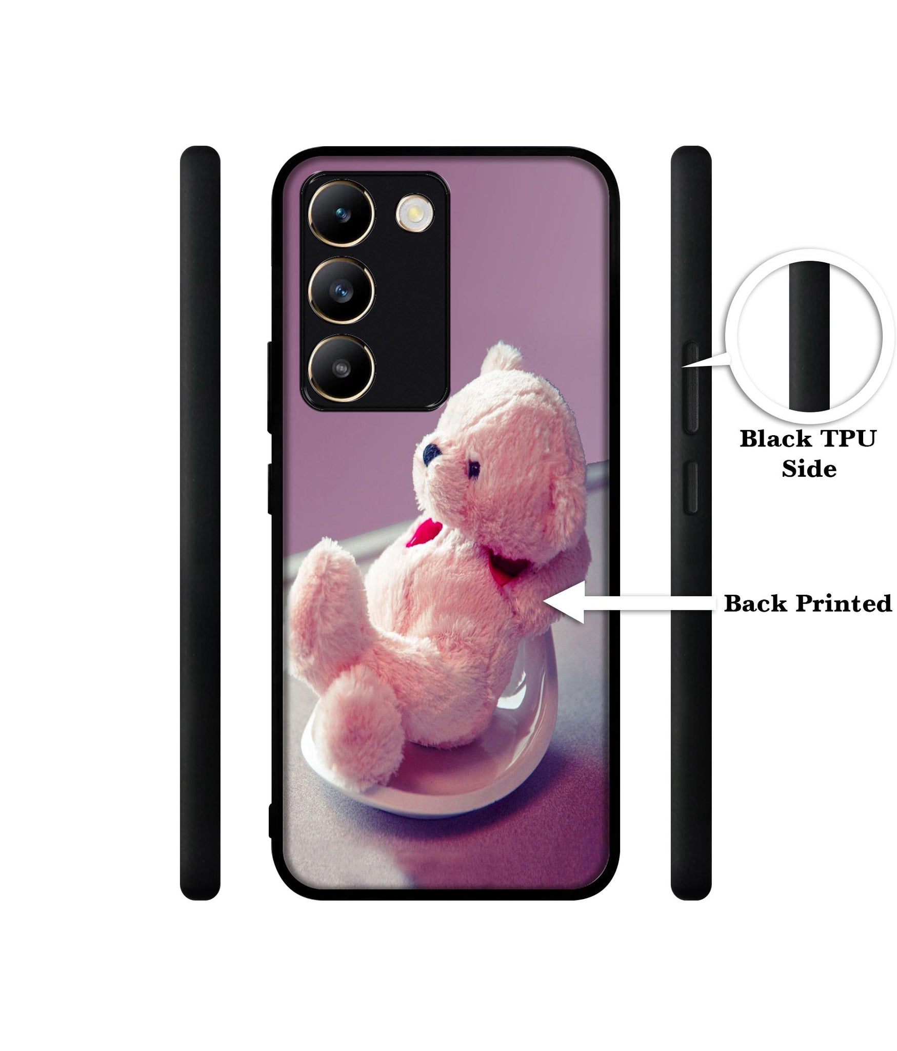 Cute Teddy Bear Design Designer 2D Printed Back Case Cover for Vivo Y200e 5G / T3 5G