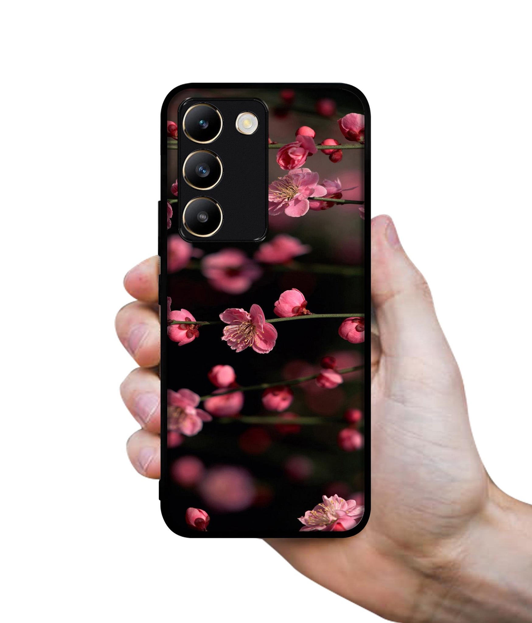 Pink Flowers Design Designer 2D Printed Back Case Cover for Vivo Y200e 5G / T3 5G