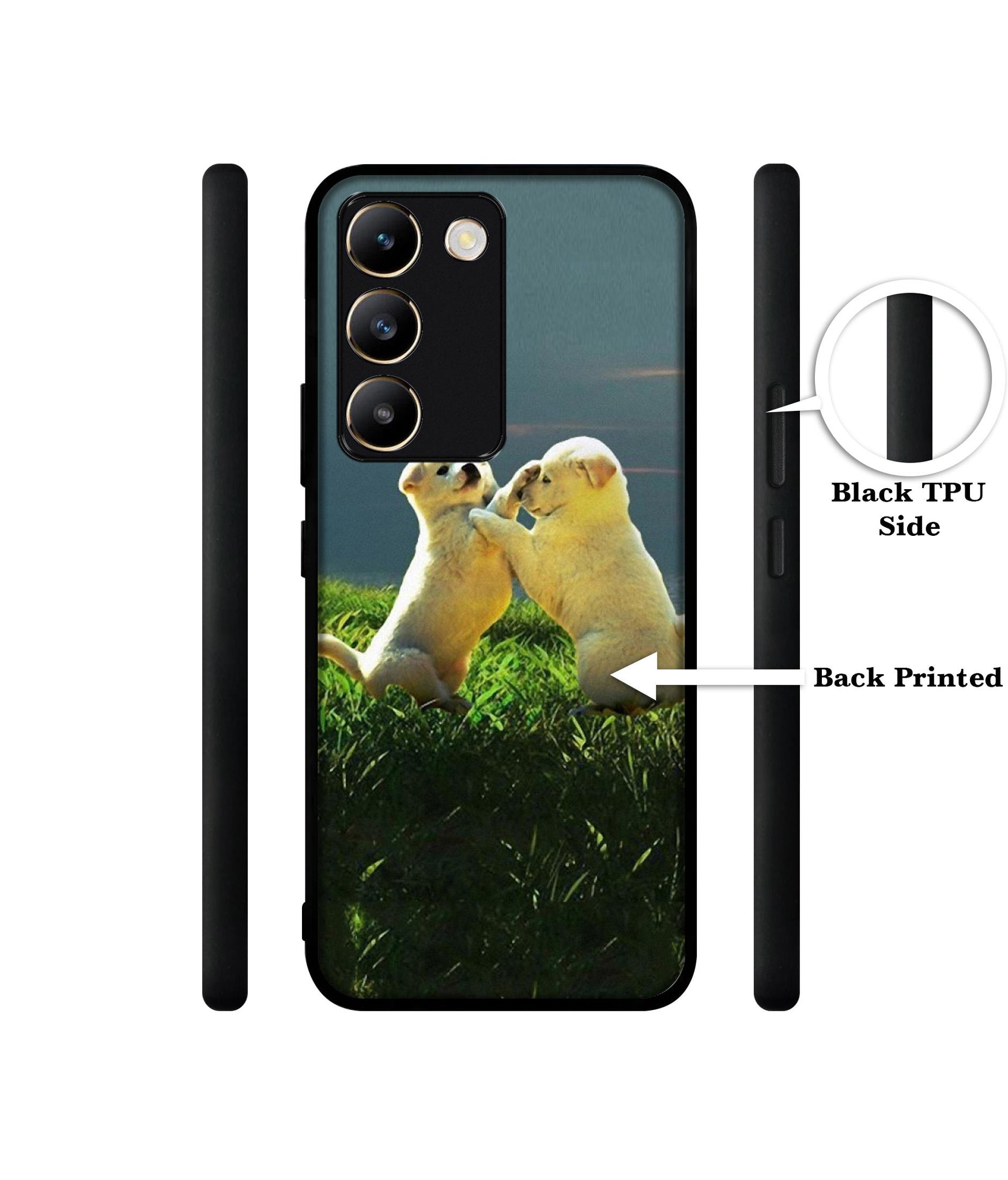 Puppy Couple Sunset Design Designer 2D Printed Back Case Cover for Vivo Y200e 5G / T3 5G