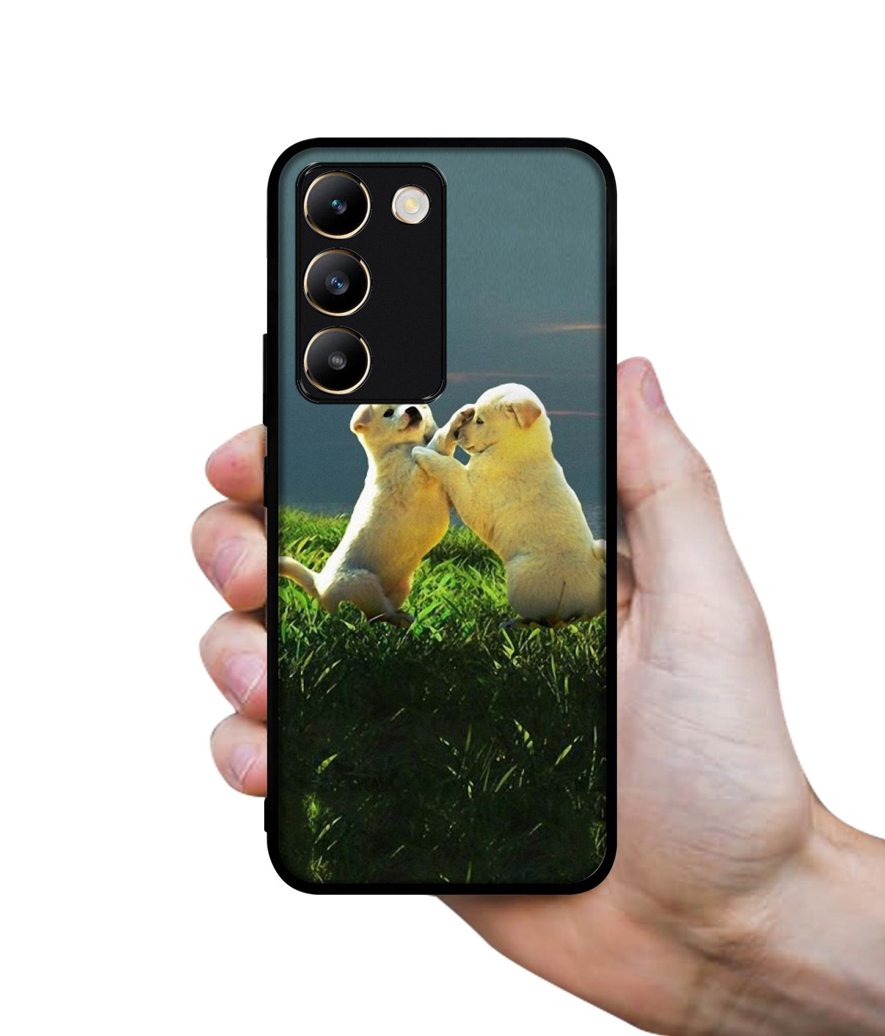 Puppy Couple Sunset Design Designer 2D Printed Back Case Cover for Vivo Y200e 5G / T3 5G