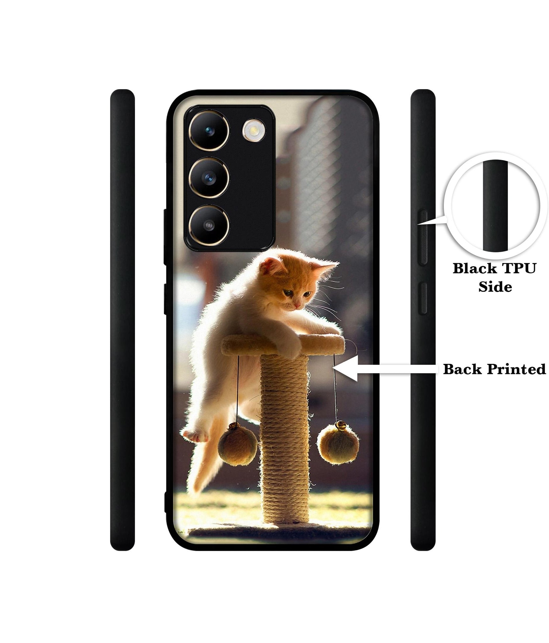 Cat Climbing Design Designer 2D Printed Back Case Cover for Vivo Y200e 5G / T3 5G