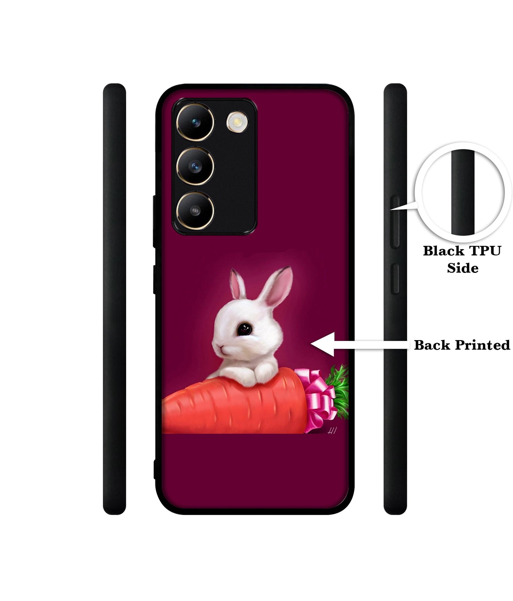 Bunny With Carrot Design Designer 2D Printed Back Case Cover for Vivo Y200e 5G / T3 5G
