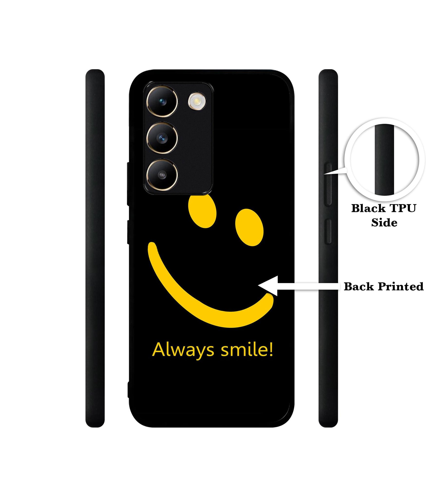 Always Smile Quote Design Designer 2D Printed Back Case Cover for Vivo Y200e 5G / T3 5G
