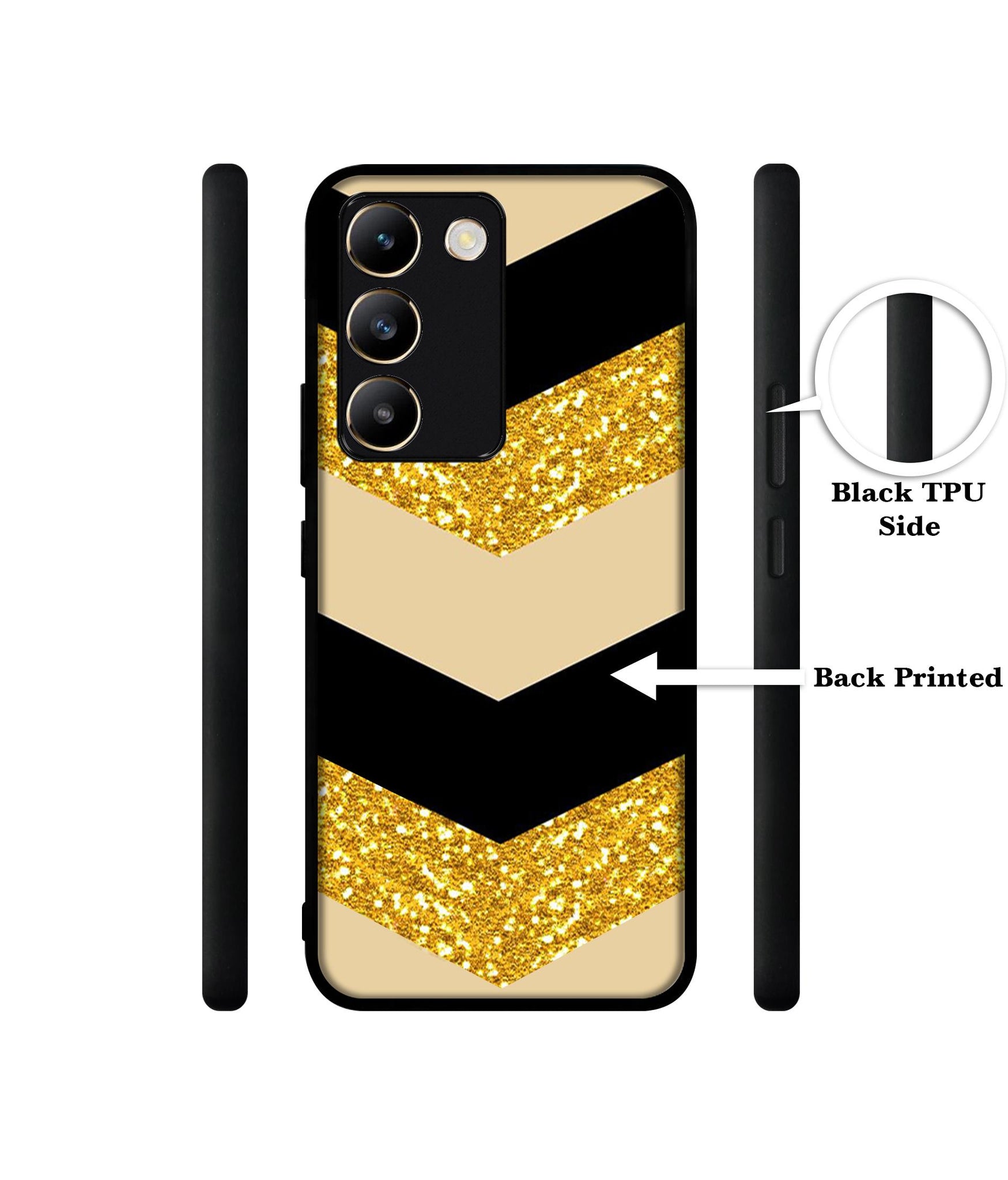 Black & Gold Design Designer 2D Printed Back Case Cover for Vivo Y200e 5G / T3 5G