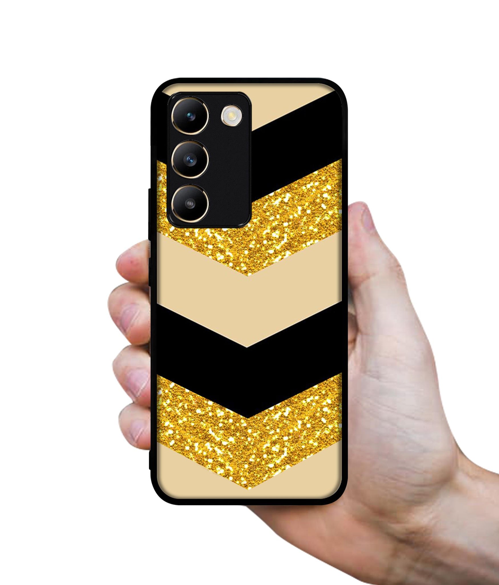 Black & Gold Design Designer 2D Printed Back Case Cover for Vivo Y200e 5G / T3 5G