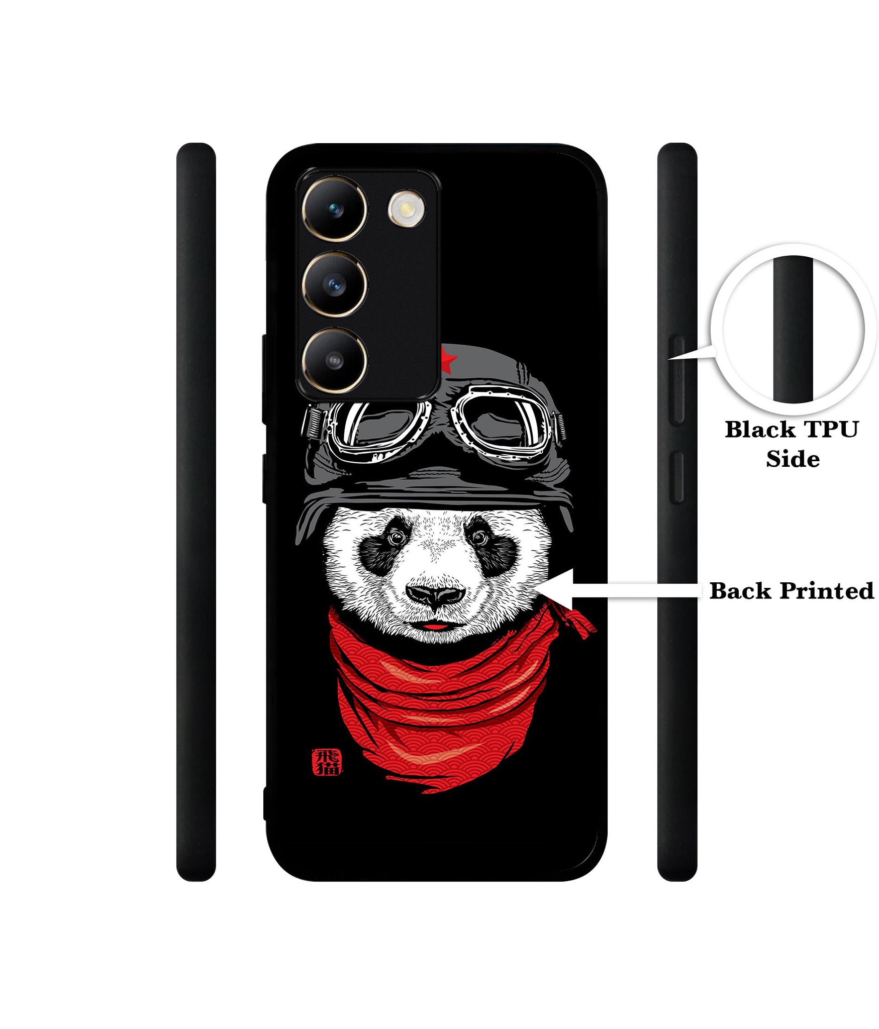 Biker Panda Design Designer 2D Printed Back Case Cover for Vivo Y200e 5G / T3 5G
