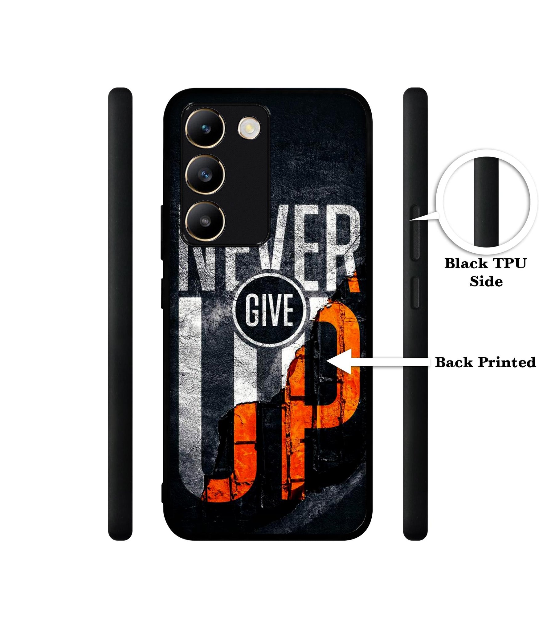 Never Give Up Design Designer 2D Printed Back Case Cover for Vivo Y200e 5G / T3 5G