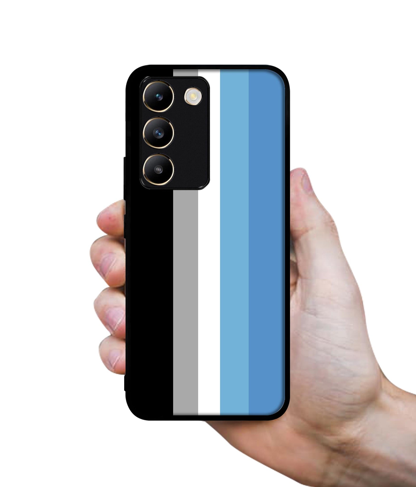 White and Blue Lines Design Designer 2D Printed Back Case Cover for Vivo Y200e 5G / T3 5G