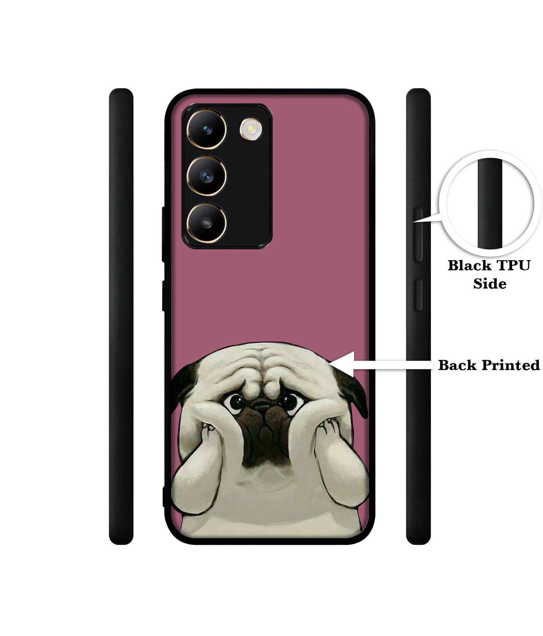 Cute Pug Holding Big Cheeks Design Designer 2D Printed Back Case Cover for Vivo Y200e 5G / T3 5G