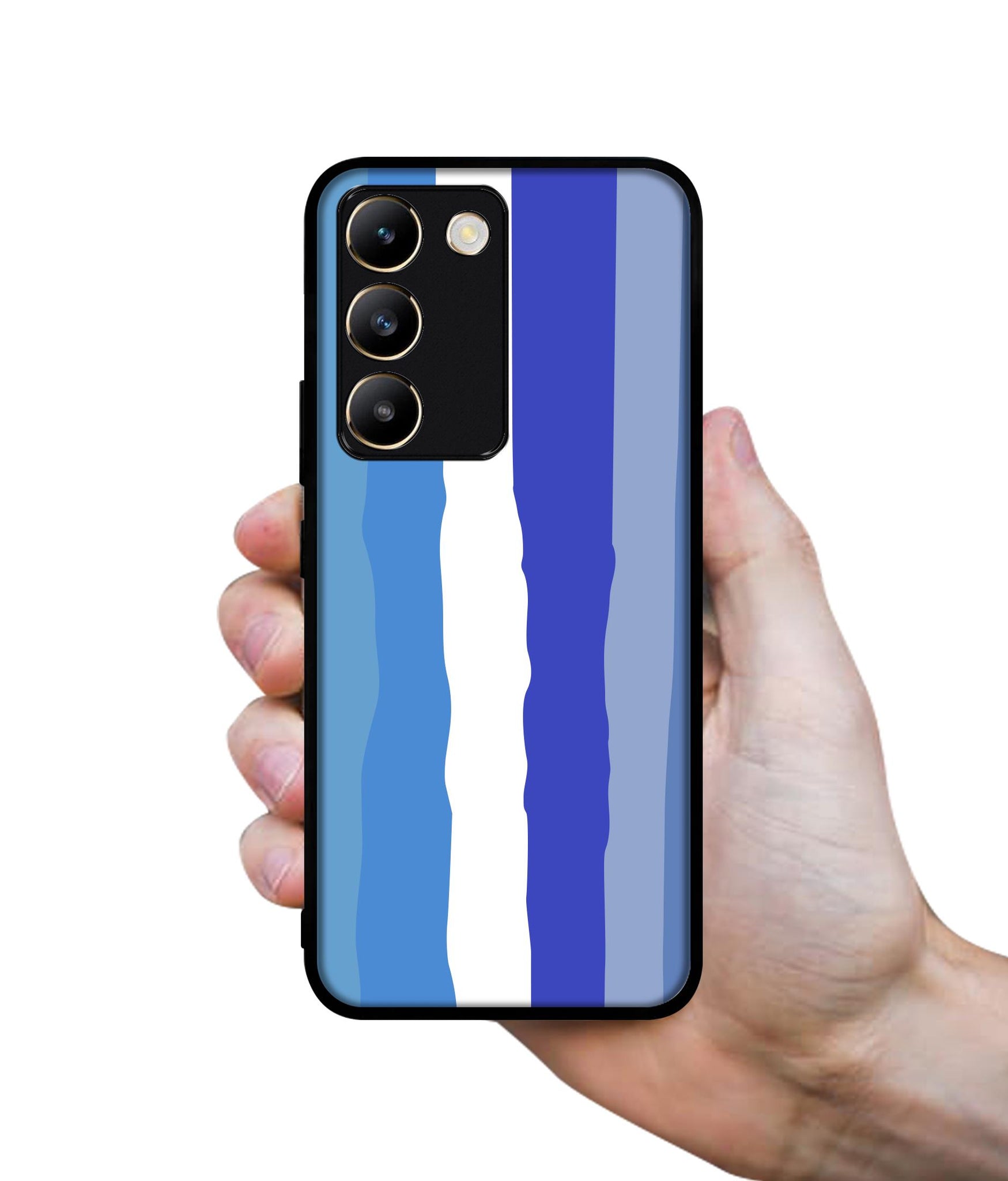 Blue Stripes Rainbow Design Designer 2D Printed Back Case Cover for Vivo Y200e 5G / T3 5G