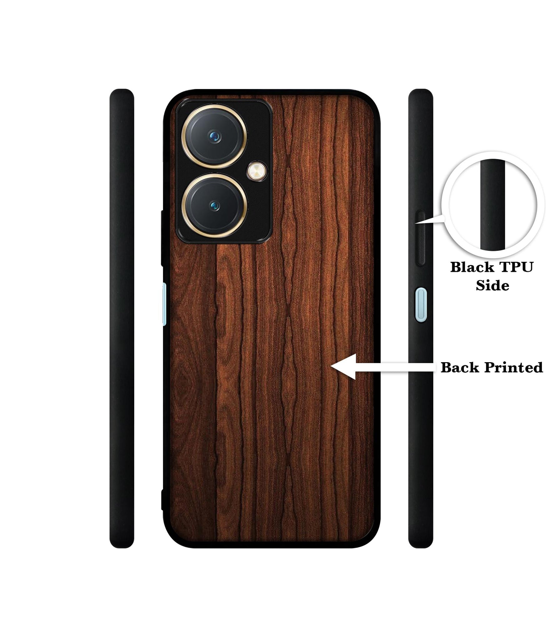 Brown Wooden Texture Design Designer 2D Printed Back Case Cover for Vivo Y27 4G