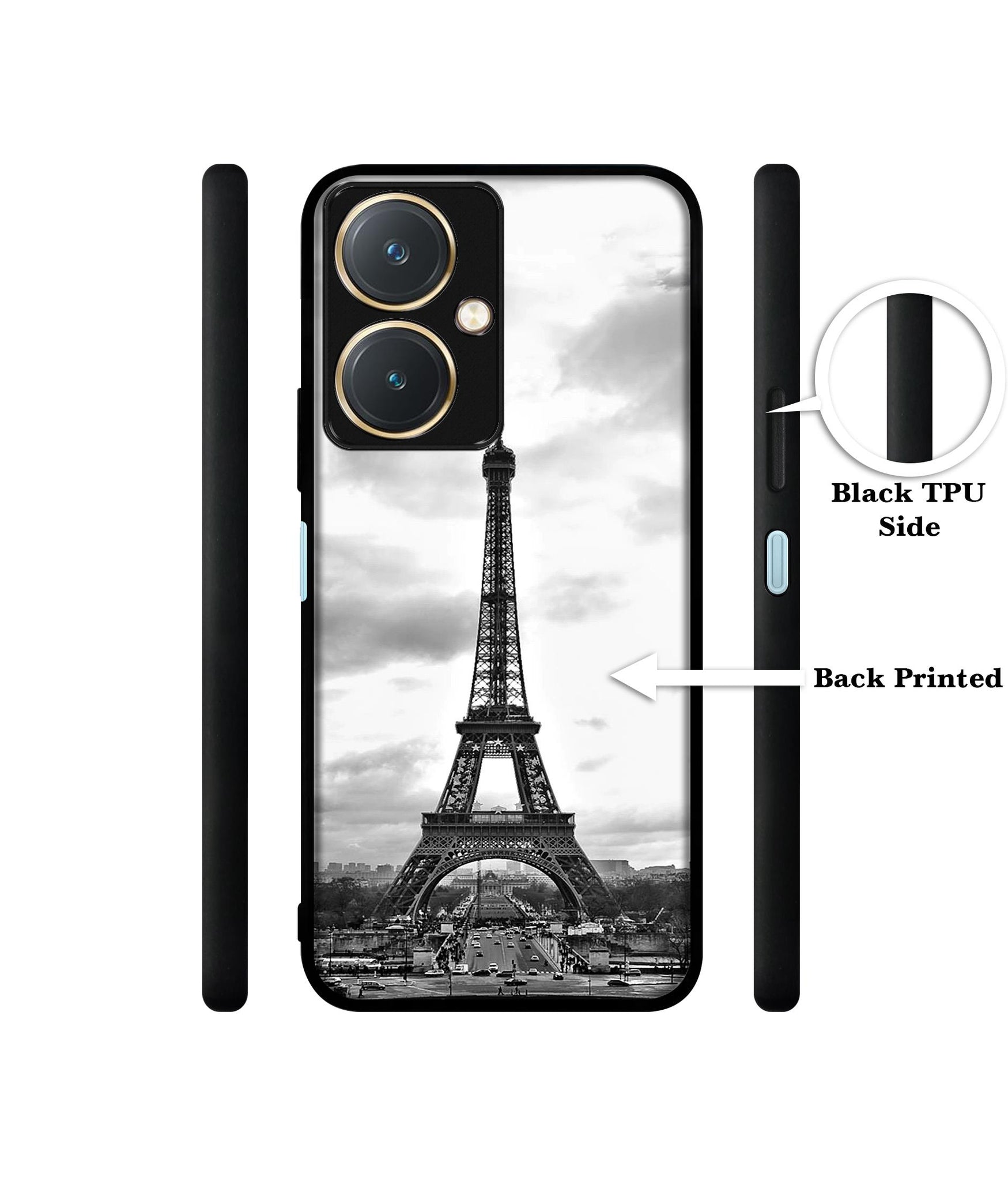 Eiffel Tower Design Designer 2D Printed Back Case Cover for Vivo Y27 4G