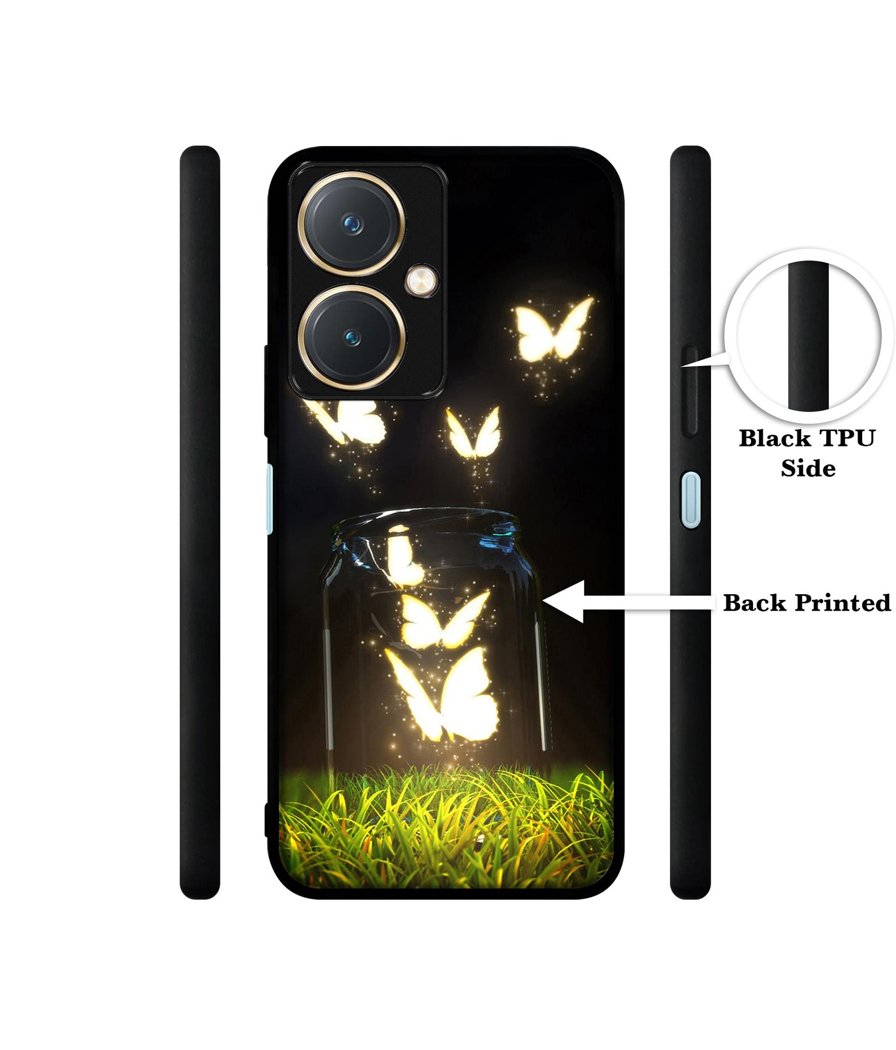 Butterfly Design Designer 2D Printed Back Case Cover for Vivo Y27 4G