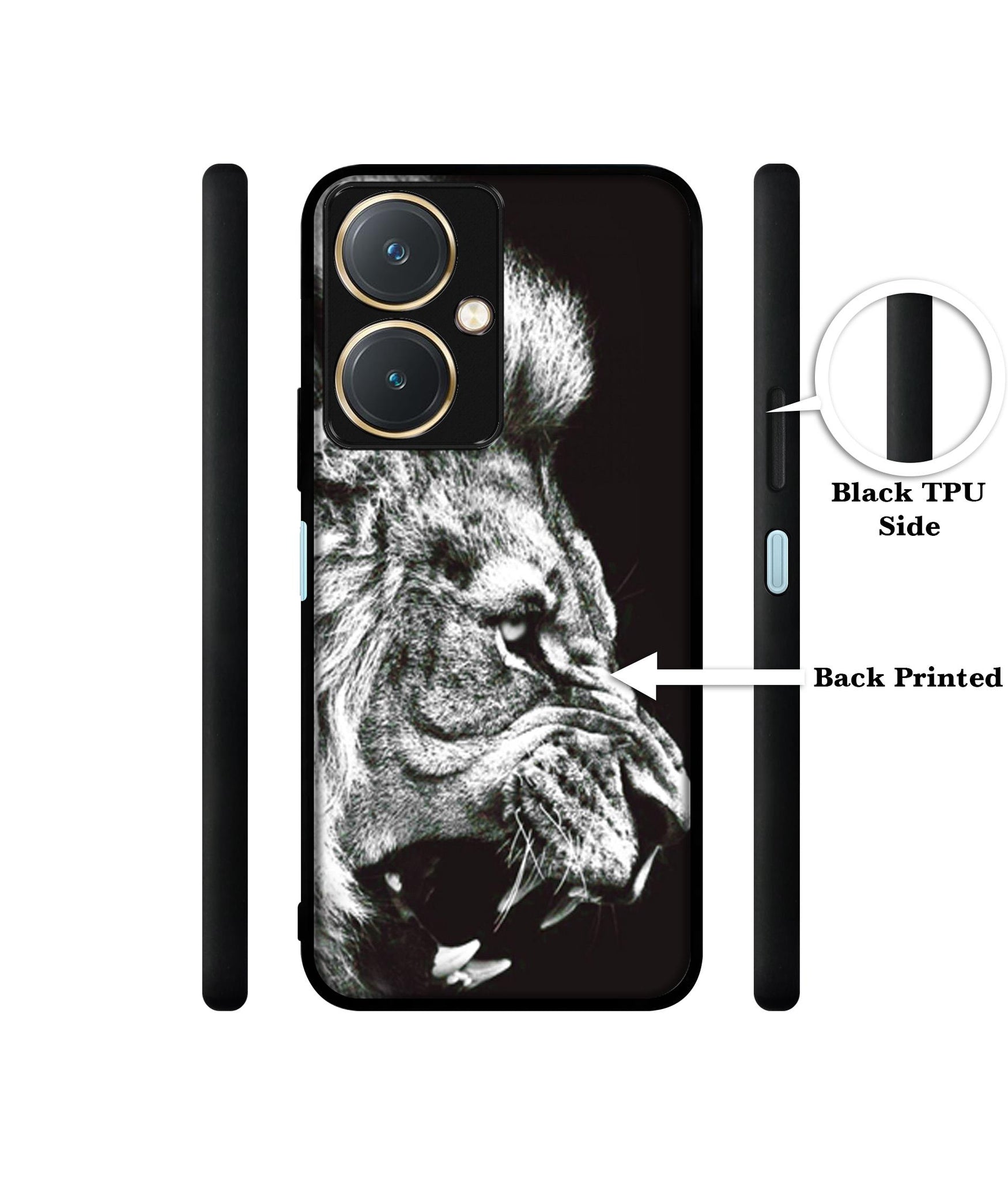 Angry Lion Design Designer 2D Printed Back Case Cover for Vivo Y27 4G