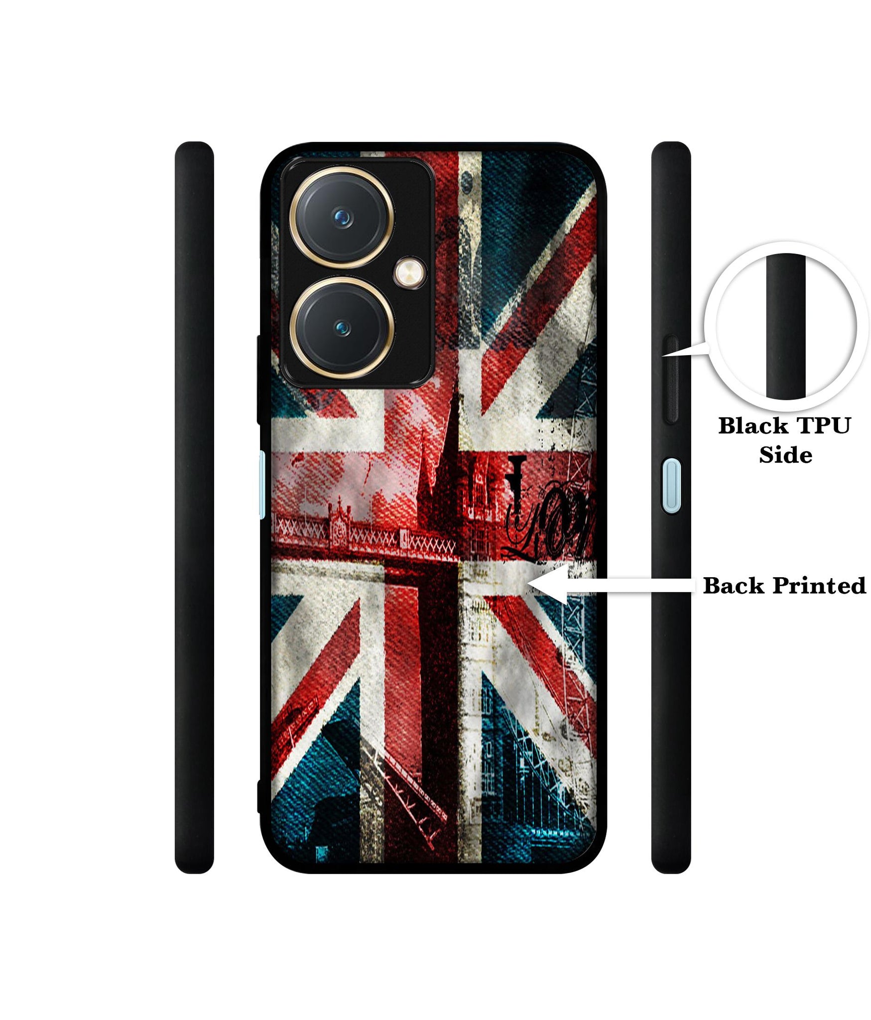 London Flag wallpaper Design Designer 2D Printed Back Case Cover for Vivo Y27 4G