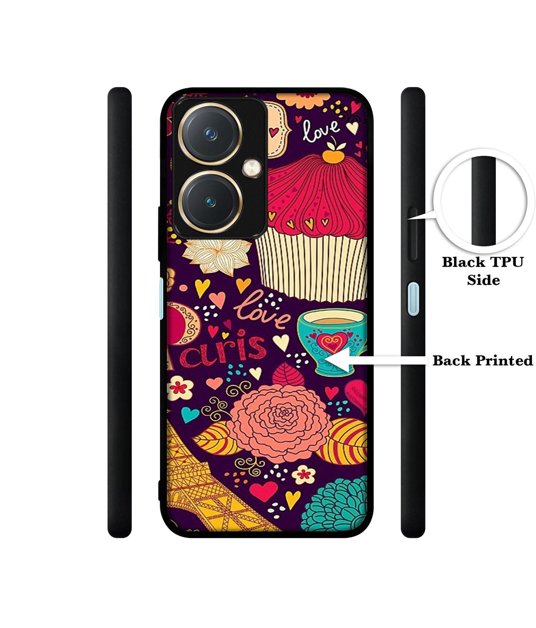 Paris Flower Love Design Designer 2D Printed Back Case Cover for Vivo Y27 4G