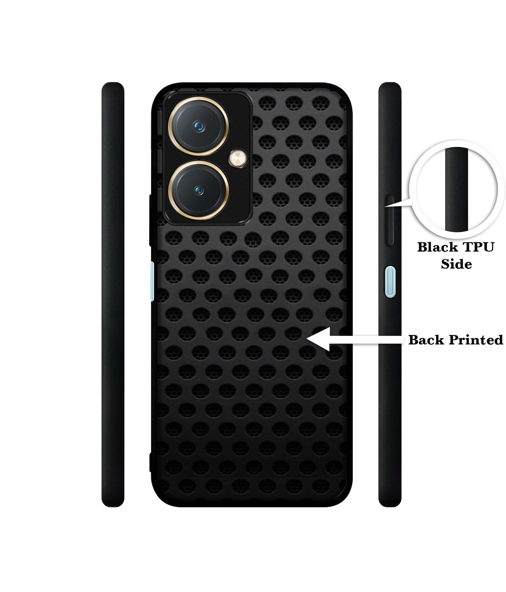 Black Circle Design Designer 2D Printed Back Case Cover for Vivo Y27 4G