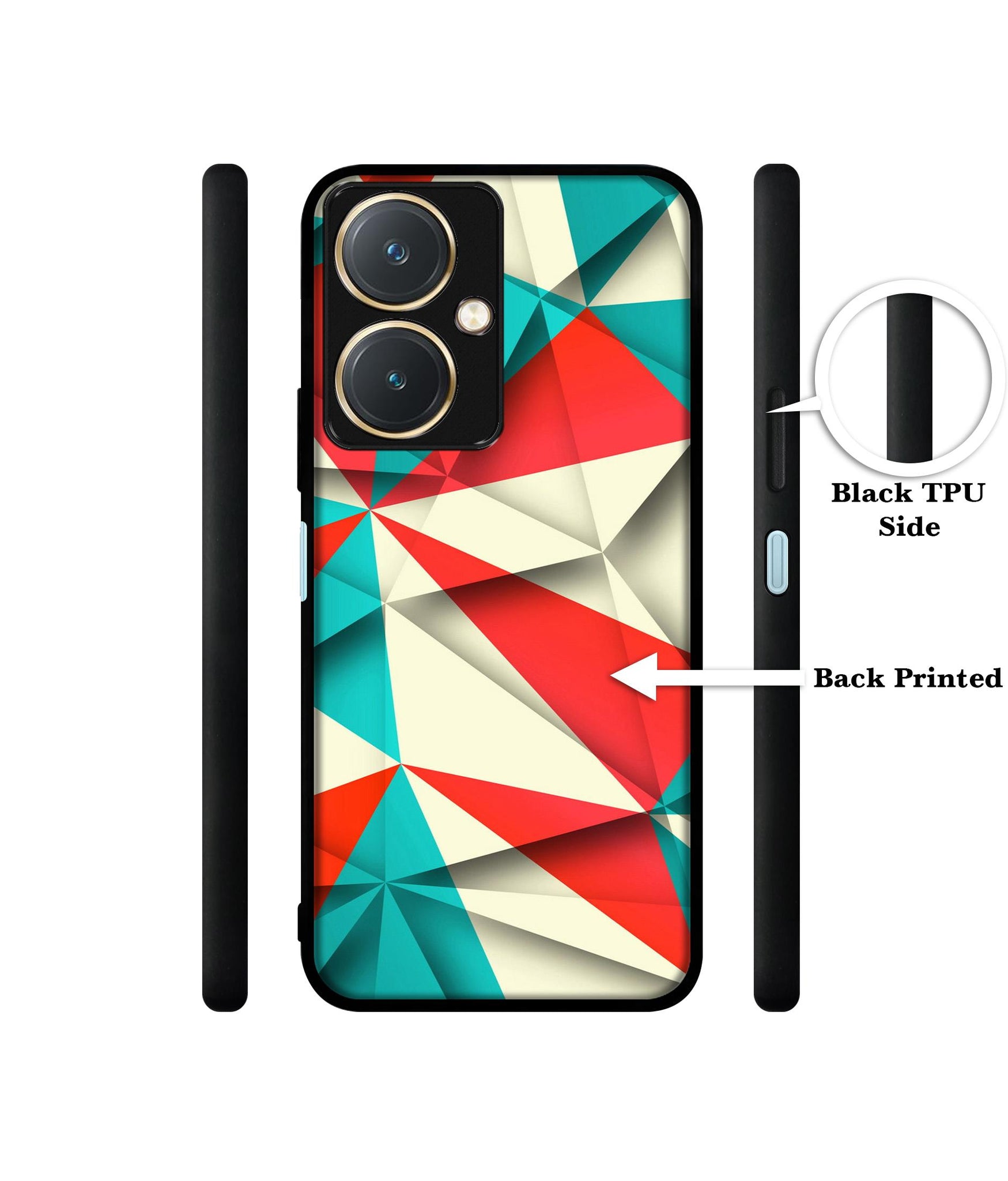 Red Blue White Pattern Design Designer 2D Printed Back Case Cover for Vivo Y27 4G