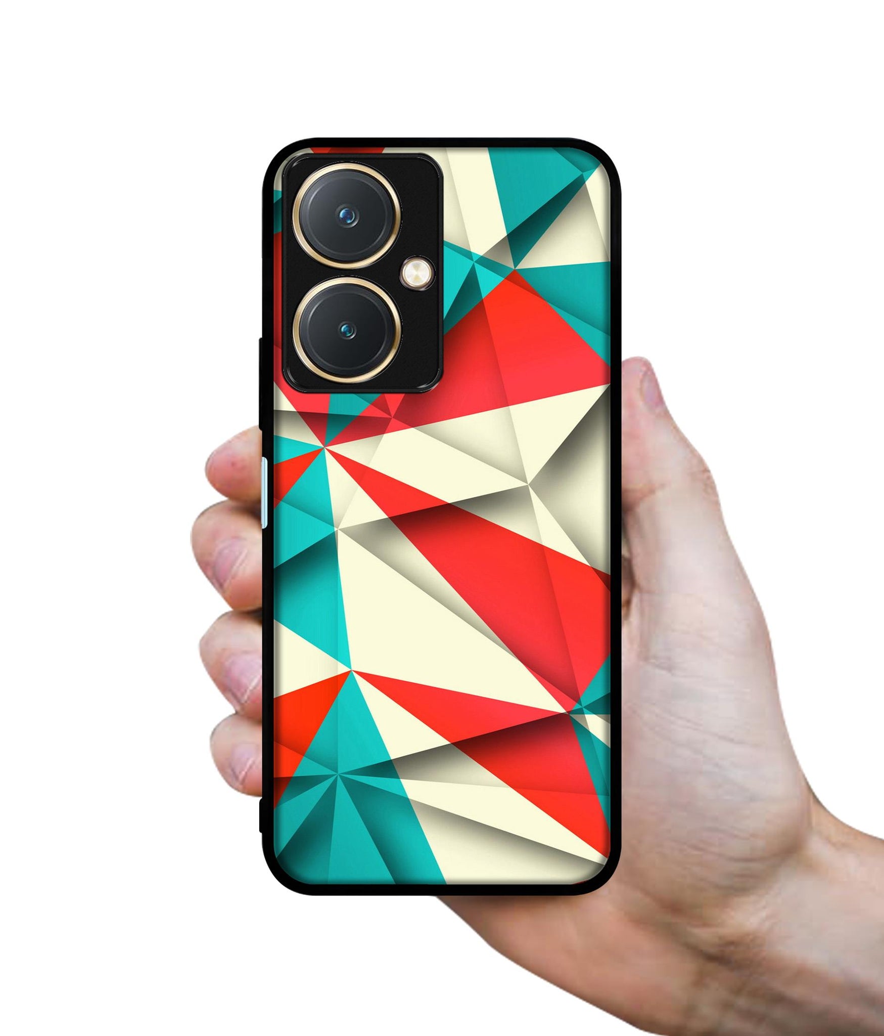 Red Blue White Pattern Design Designer 2D Printed Back Case Cover for Vivo Y27 4G