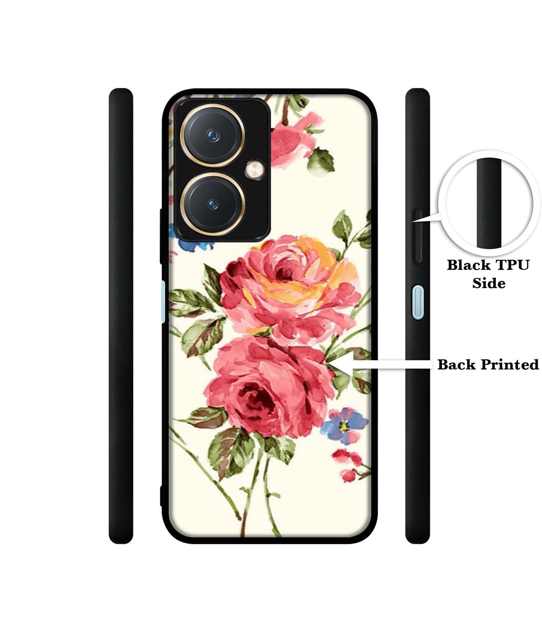 Vintage Painting Flower Design Designer 2D Printed Back Case Cover for Vivo Y27 4G