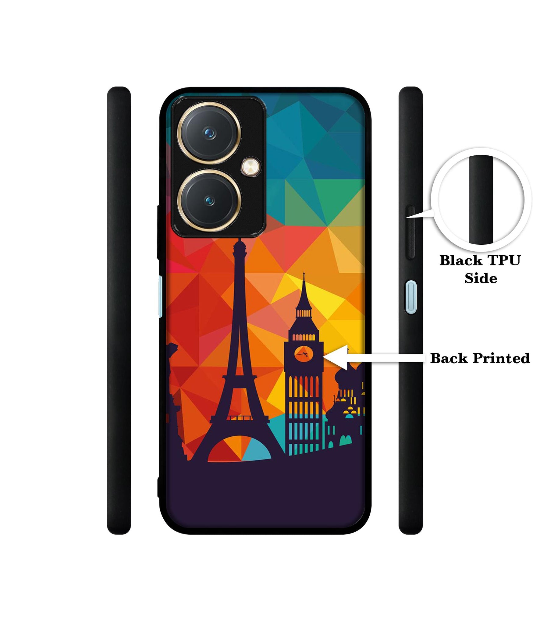 Colored Paris Design Designer 2D Printed Back Case Cover for Vivo Y27 4G