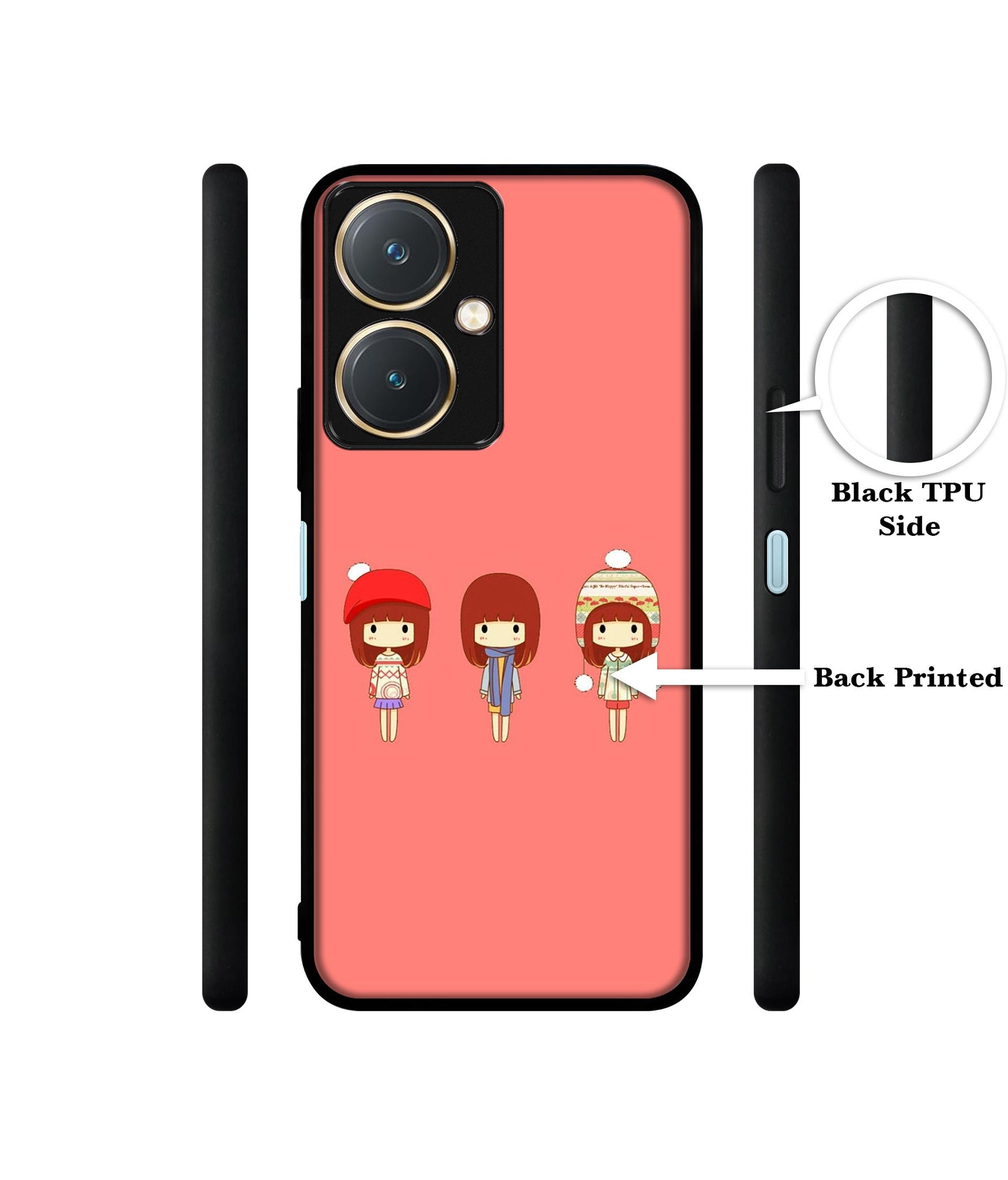 Cute Girls Design Designer 2D Printed Back Case Cover for Vivo Y27 4G