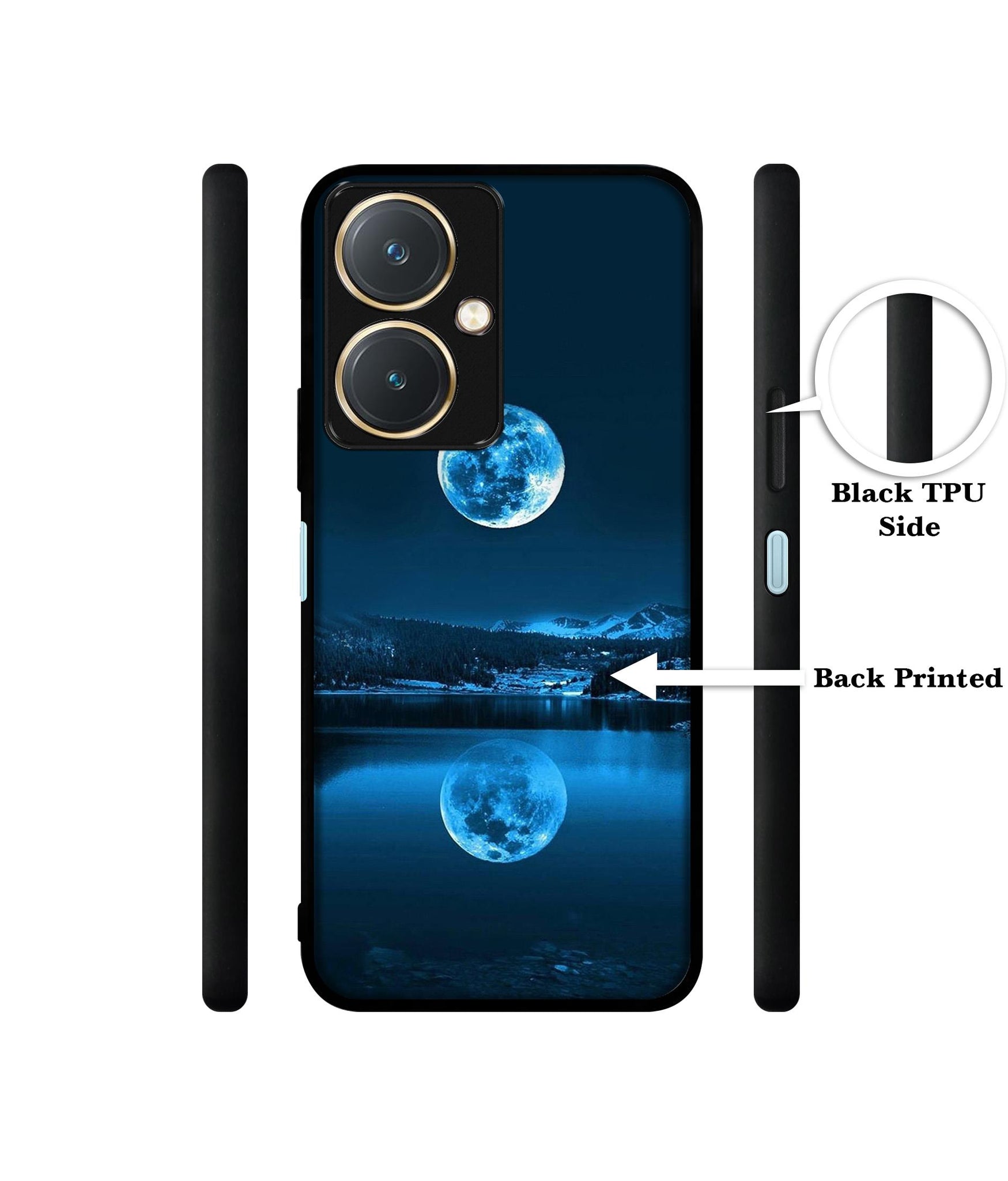 Moon Pattern Print Design Designer 2D Printed Back Case Cover for Vivo Y27 4G