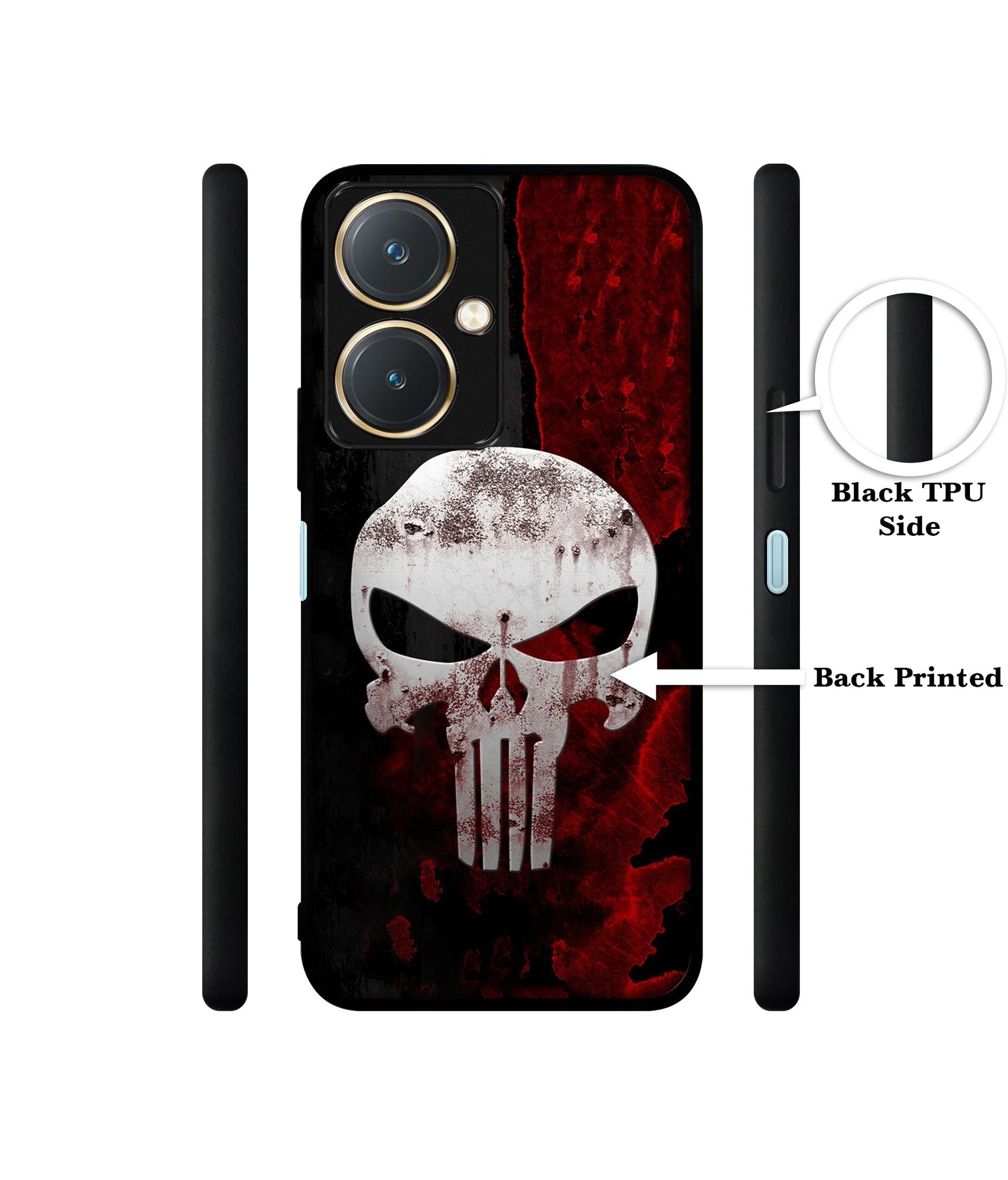 Punisher Skull Design Designer 2D Printed Back Case Cover for Vivo Y27 4G